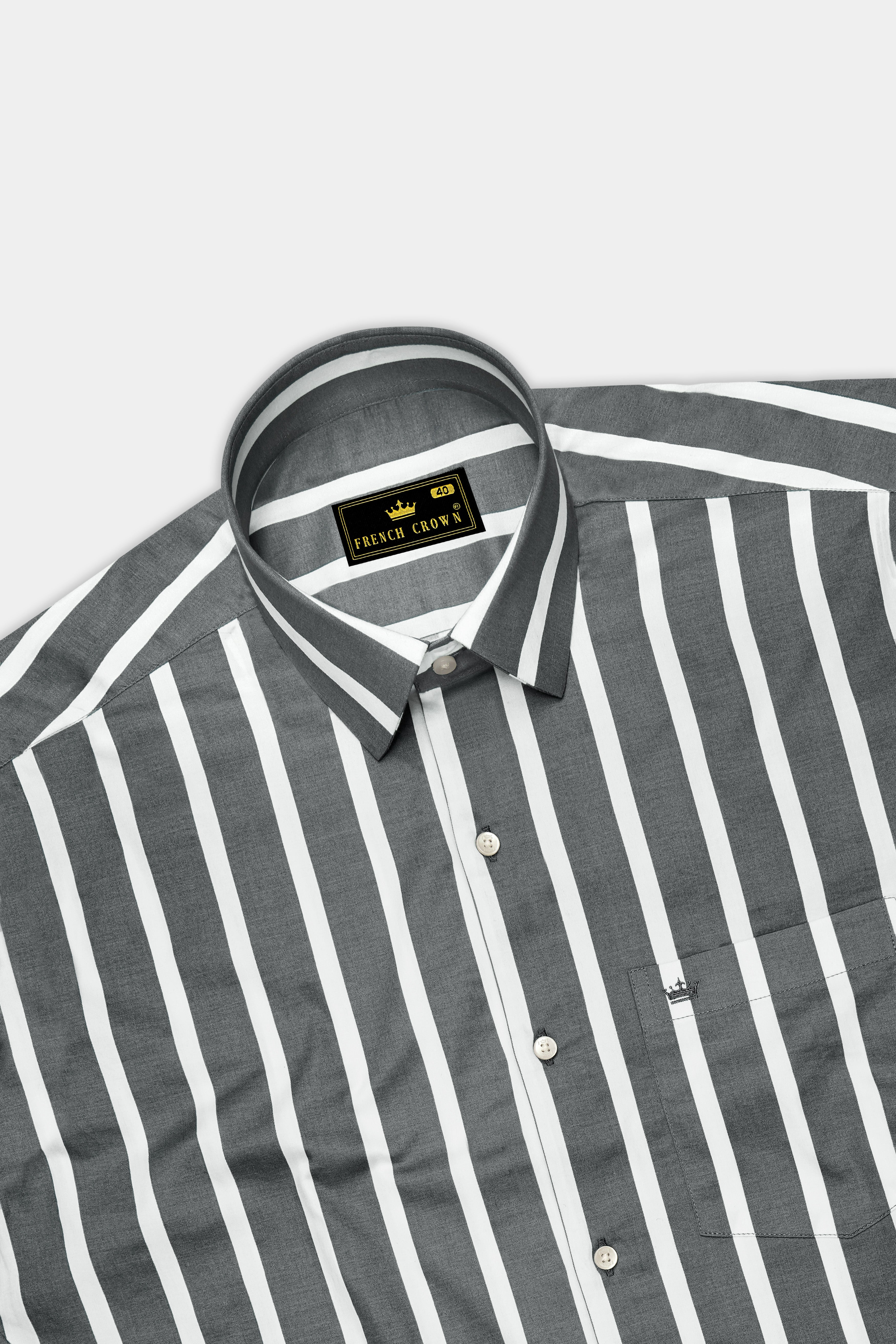 Nordoro-Oslo Gray And Bright White Awning Striped Subtle Sheen Super Soft Premium Cotton Dress Shirt 14374-38, 14374-H-38, 14374-39, 14374-H-39, 14374-40, 14374-H-40, 14374-42, 14374-H-42, 14374-44, 14374-H-44, 14374-46, 14374-H-46, 14374-48, 14374-H-48, 14374-50, 14374-H-50, 14374-52, 14374-H-52