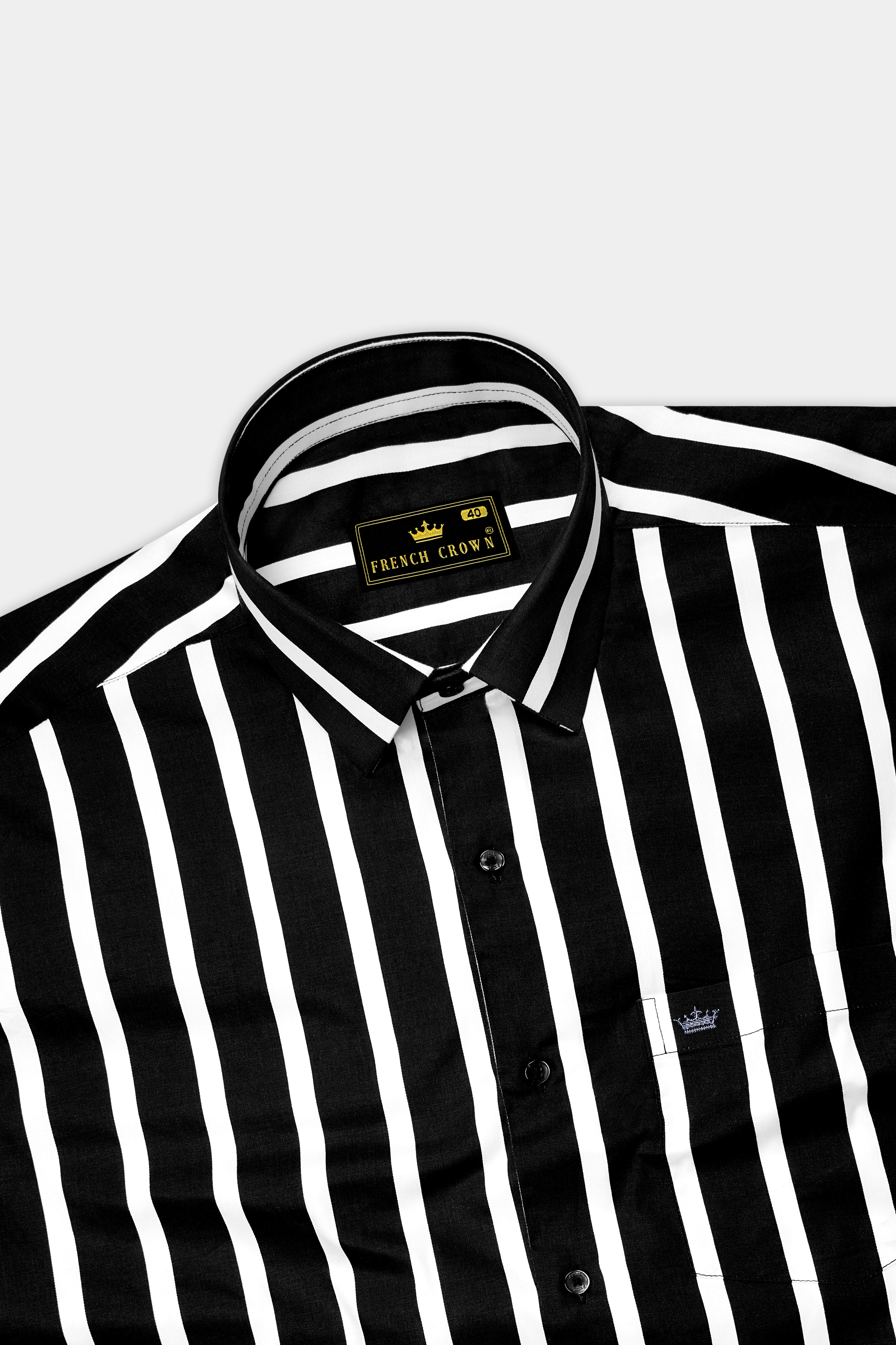 Noctaro-Jade Black And Bright White Awning Striped Super Soft Premium Cotton Dress Shirt