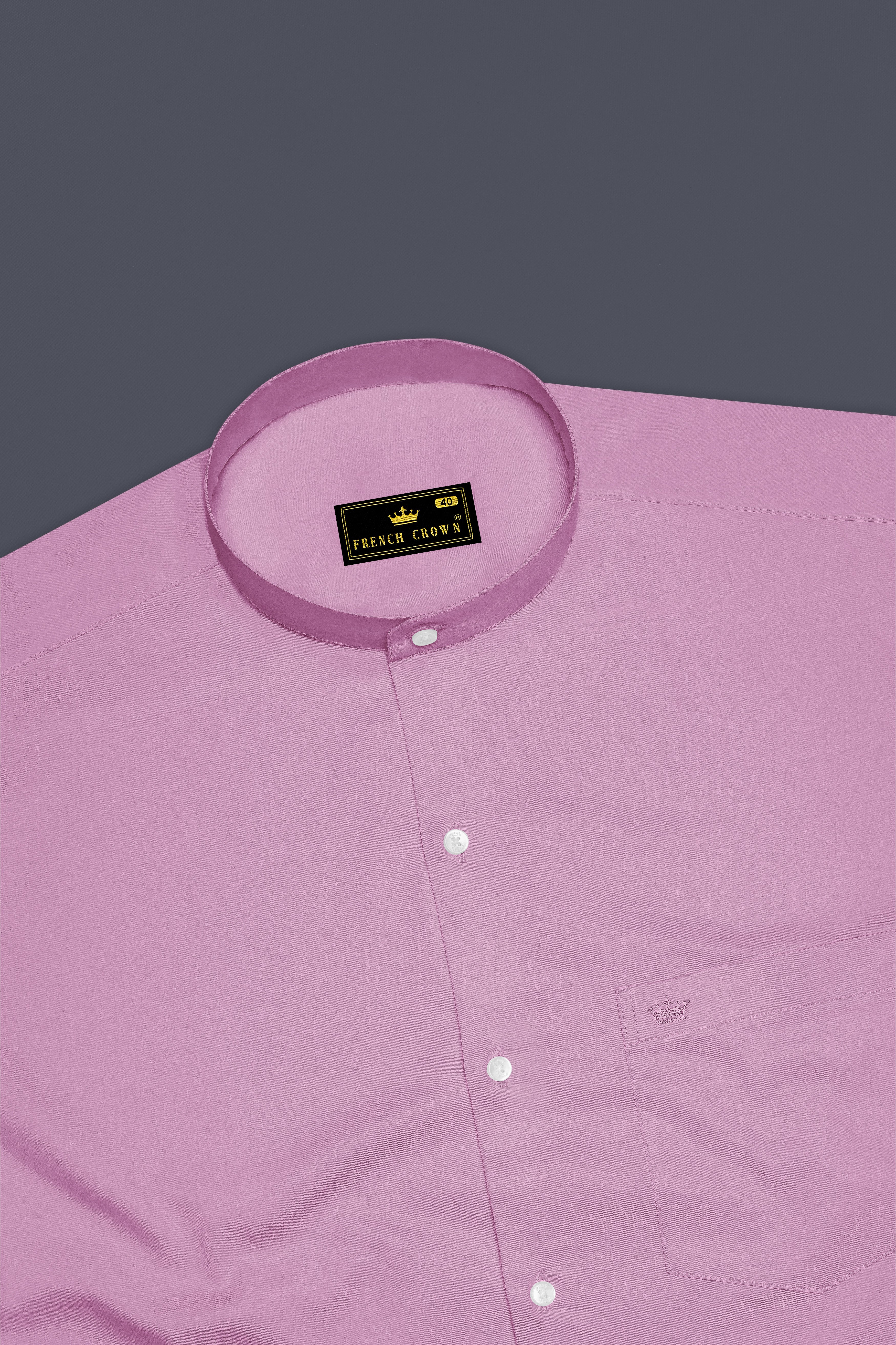 Blushoro-Viola Pink Subtle Sheen Super Soft Premium Cotton Mandarin Dress Shirt