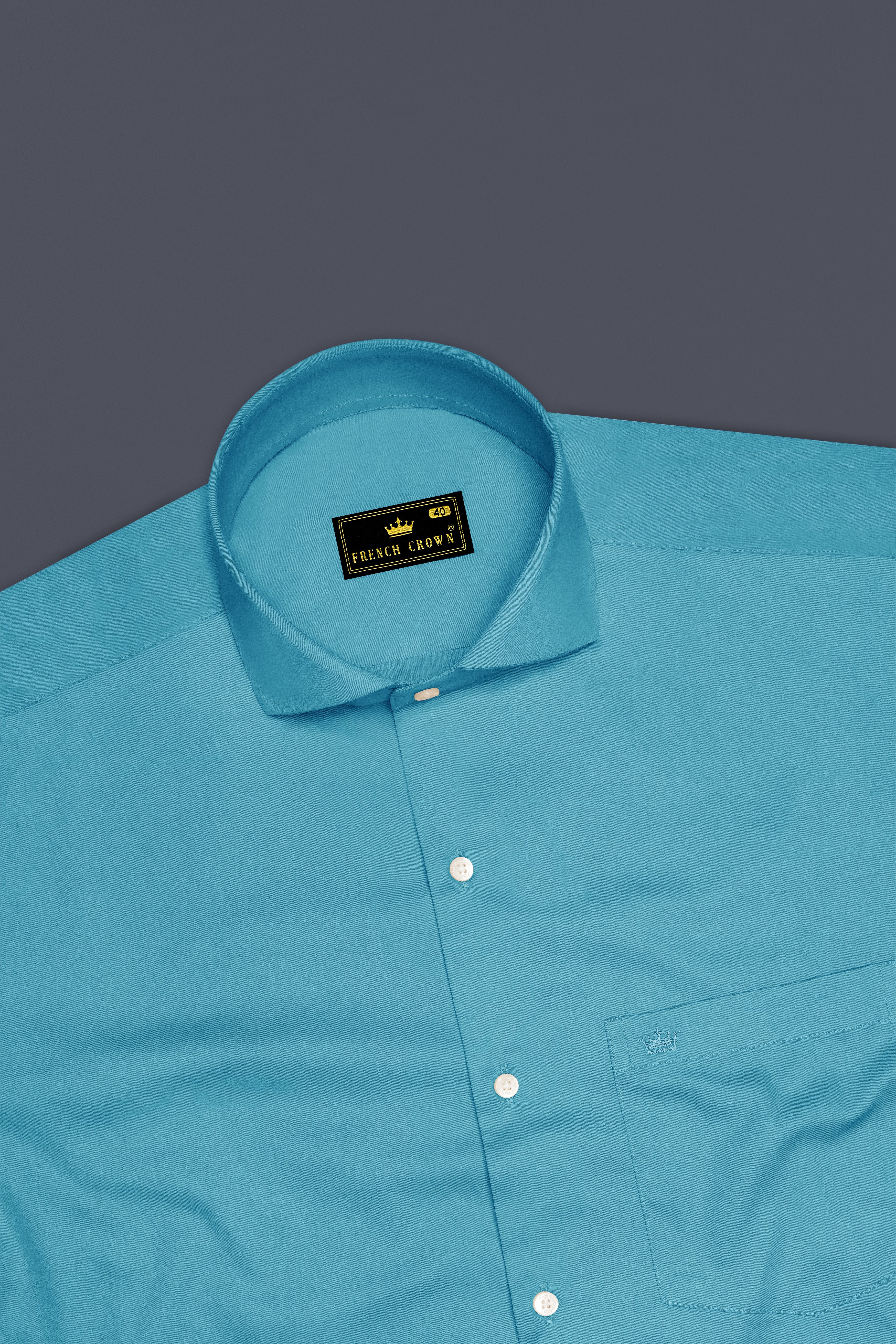 Orientor-Eastern Blue Subtle Sheen Super Soft Premium Cotton Cut Away Collar Dress Shirt