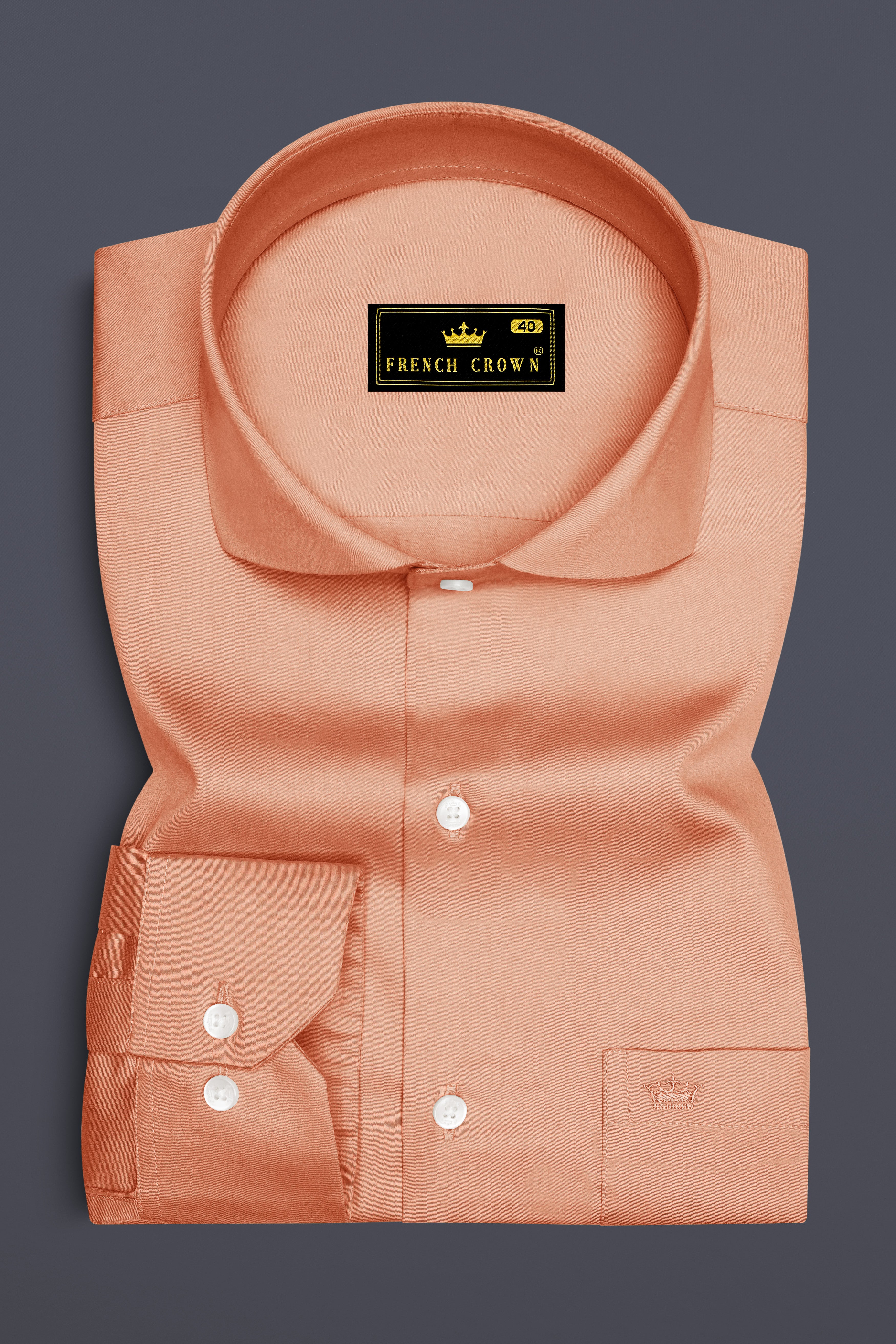 Solvoro-Tumbleweed Orange Subtle Sheen Super Soft Premium Cotton Cut Away Collar Dress Shirt