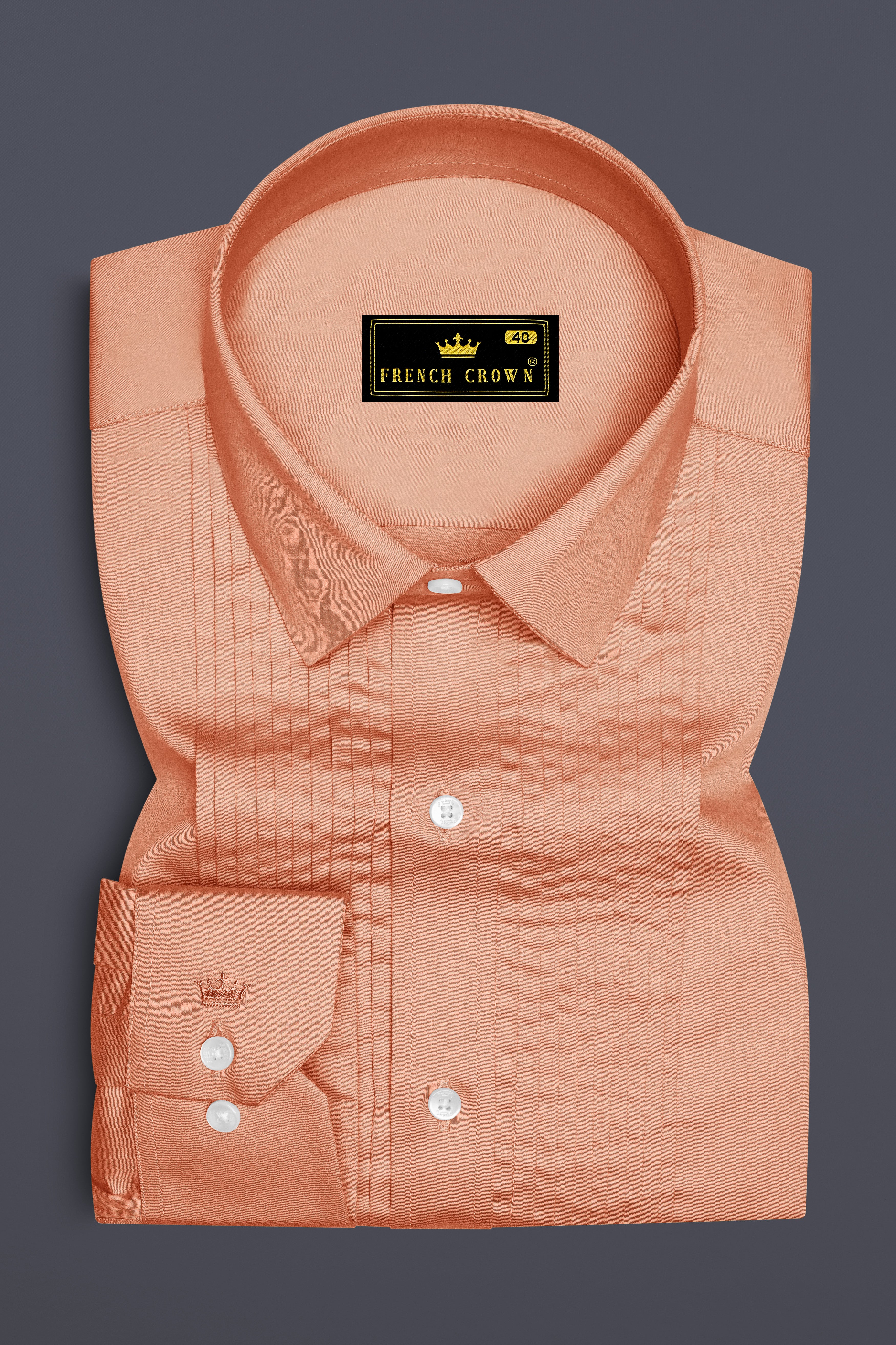 Solvoro-Tumbleweed Orange Subtle Sheen Super Soft Premium Cotton Tuxedo Dress Shirt