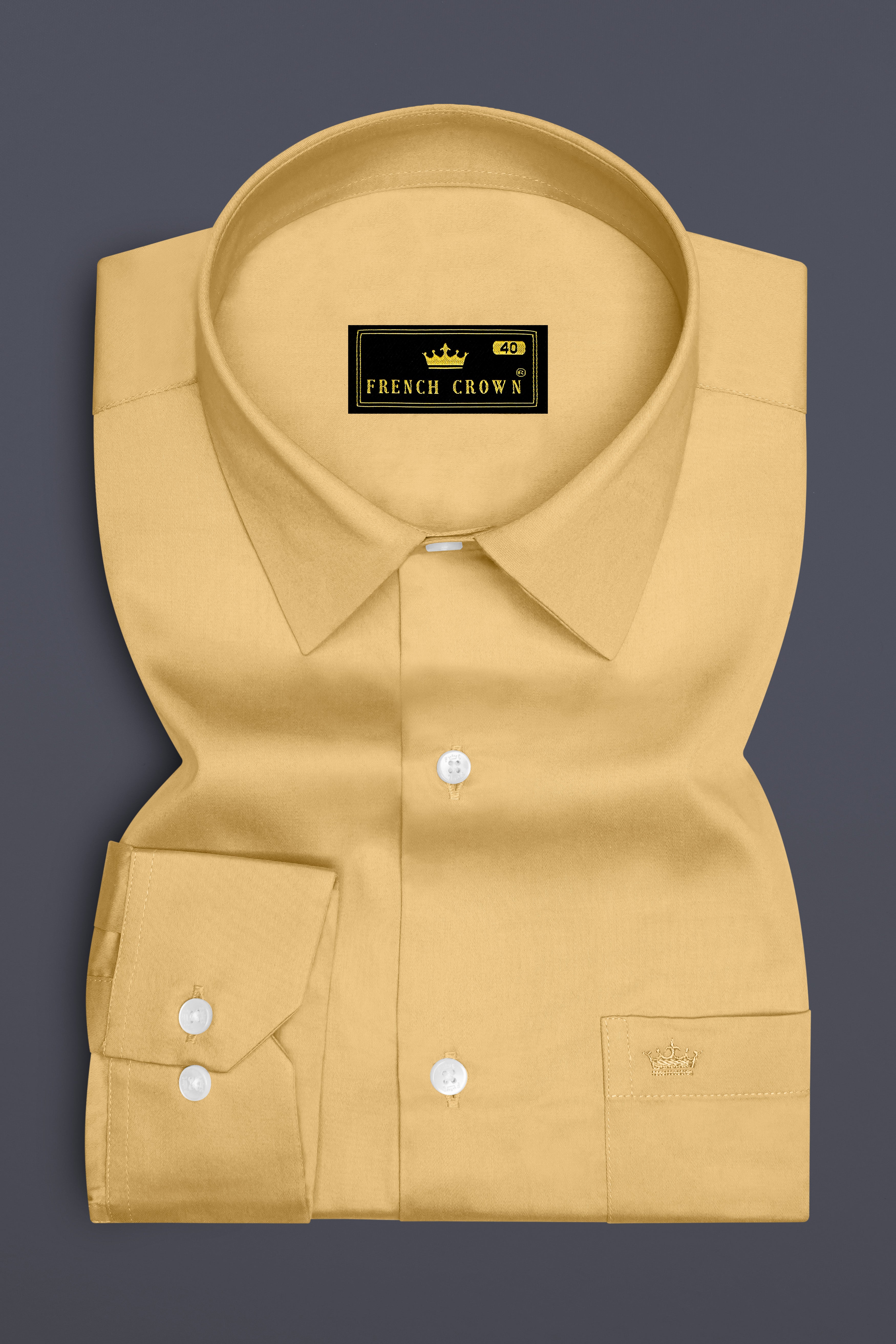 Aurion-Desert Yellow Subtle Sheen Super Soft Premium Cotton Dress Shirt