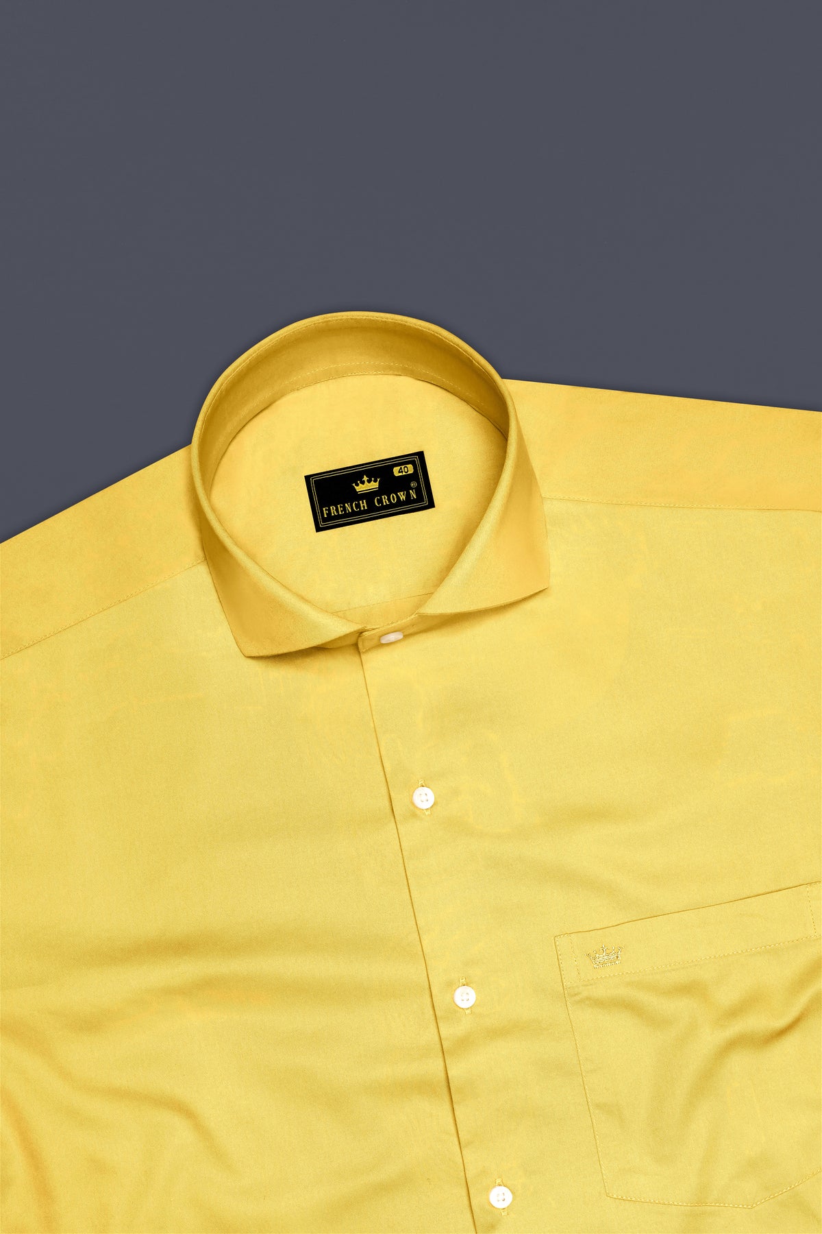 Aurion-Desert Yellow Subtle Sheen Super Soft Premium Cotton Cut Away Collar Dress Shirt