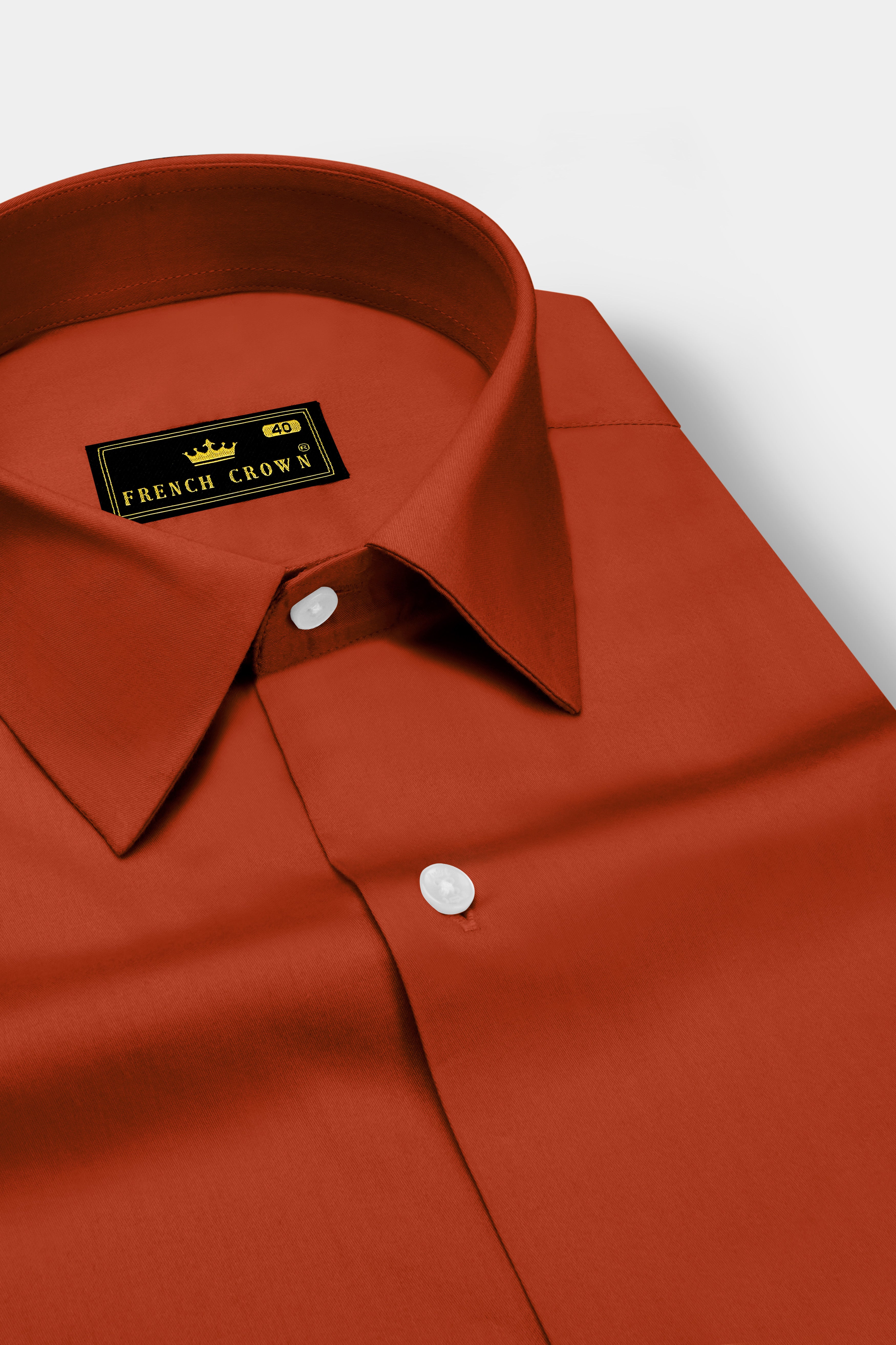 Amberon-Cognac Orange Subtle Sheen Super Soft Premium Cotton Dress Shirt