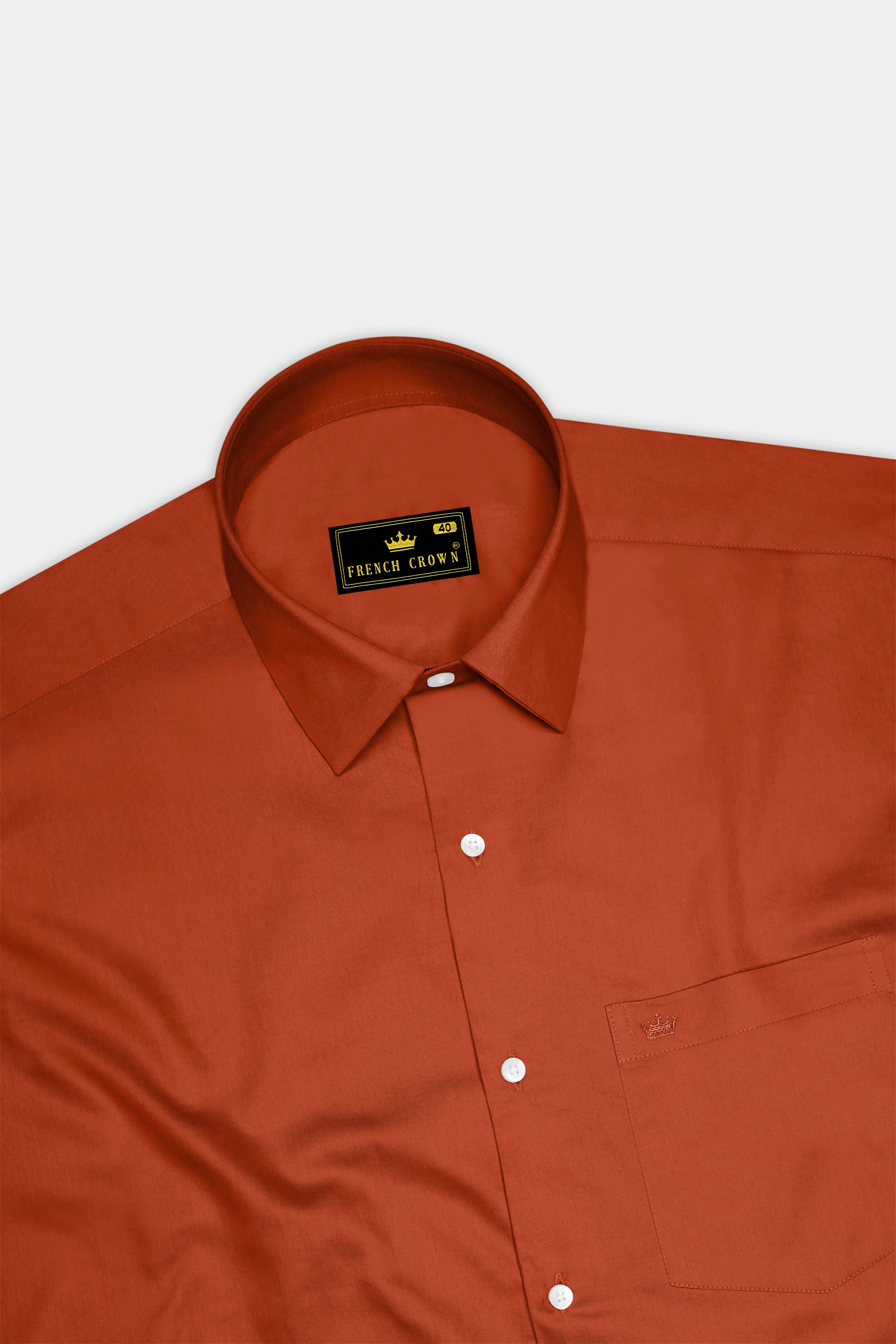 Amberon-Cognac Orange Subtle Sheen Super Soft Premium Cotton Dress Shirt
