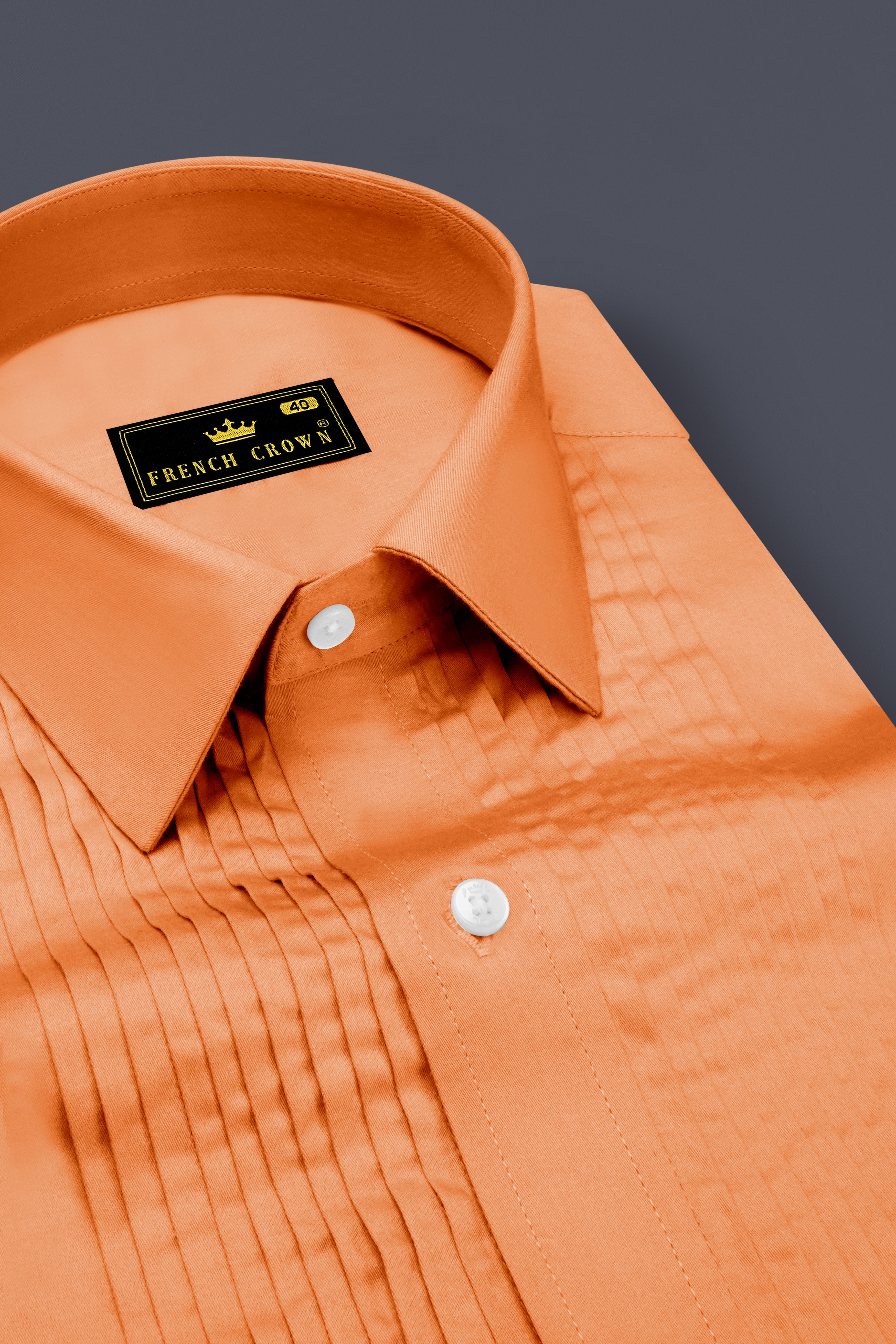 Safforo-Persian Orange Subtle Sheen Super Soft Premium Cotton Tuxedo Dress Shirt