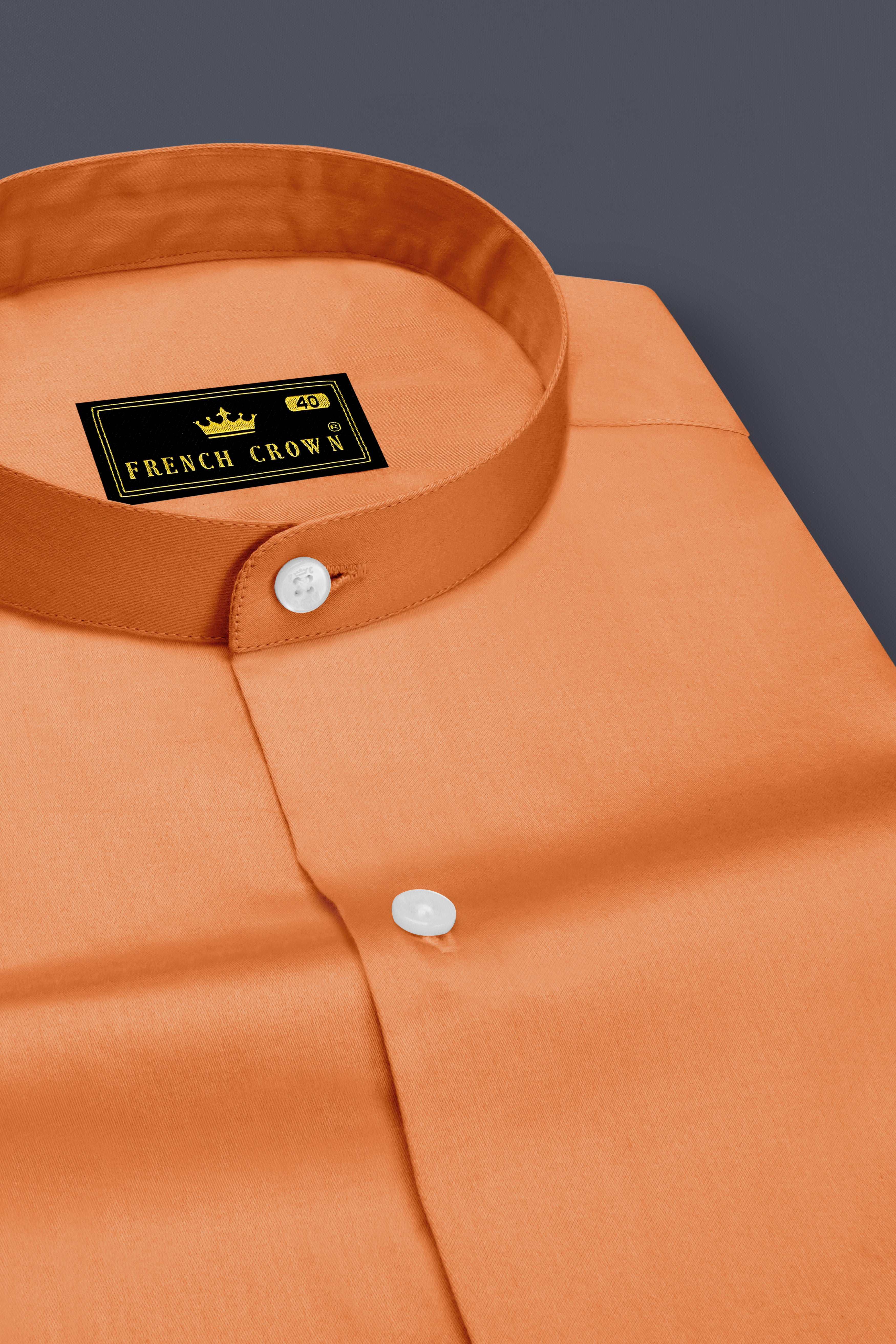 Safforo-Persian Orange Subtle Sheen Super Soft Premium Cotton Mandarin Dress Shirt