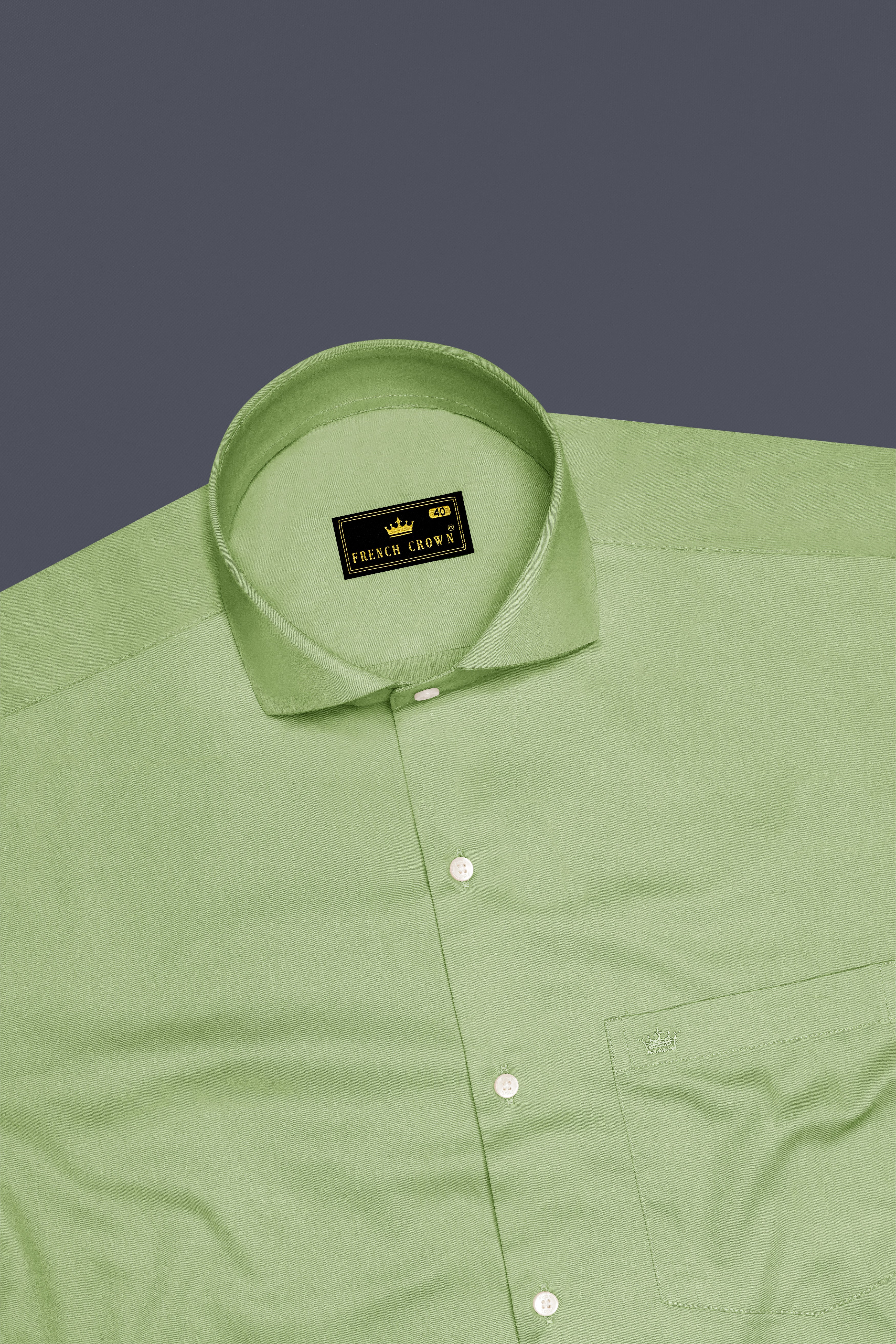 Verdan-Tan Green Subtle Sheen Super Soft Premium Cotton Cut Away Collar Dress Shirt