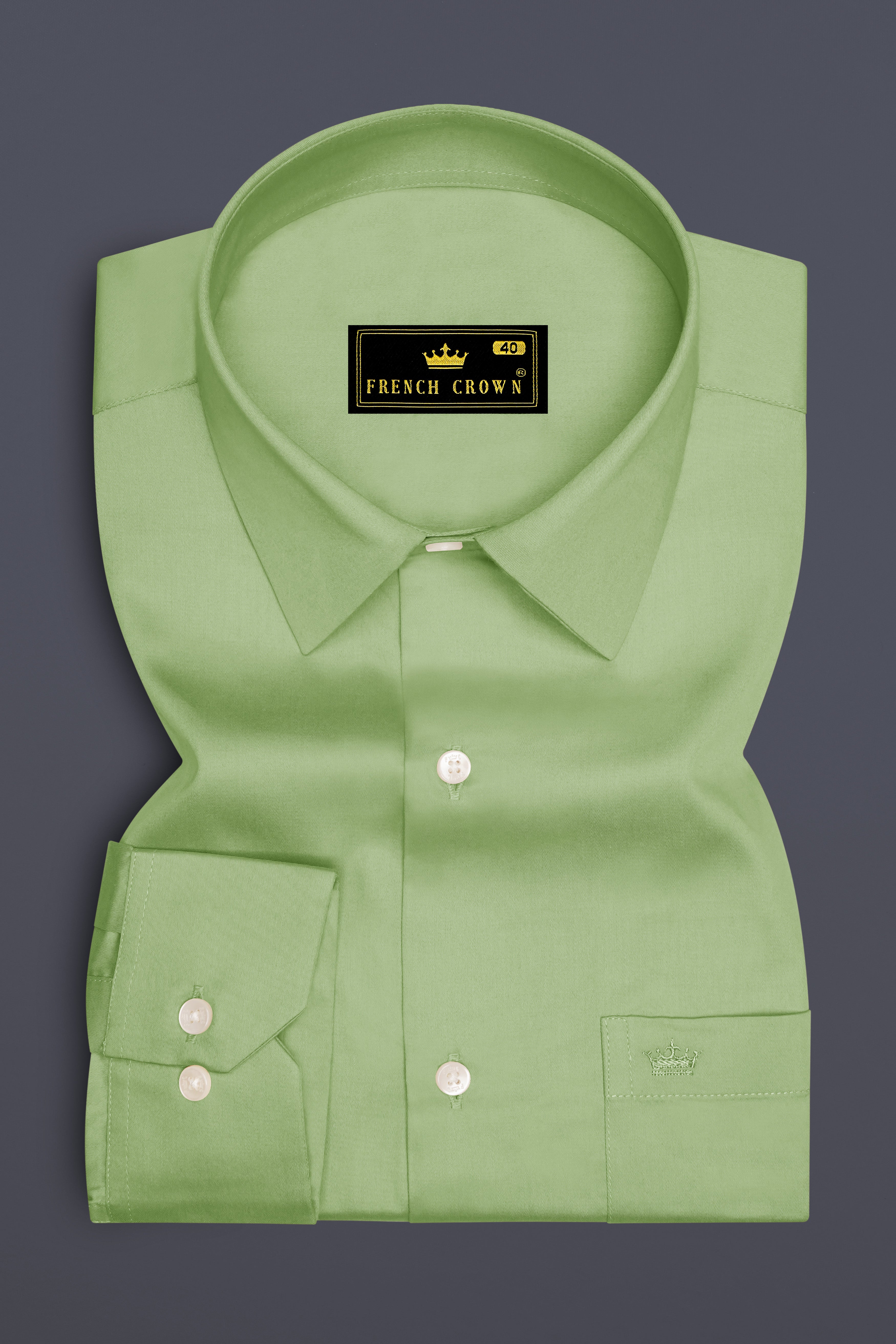 Verdan-Tan Green Subtle Sheen Super Soft Premium Cotton Dress Shirt