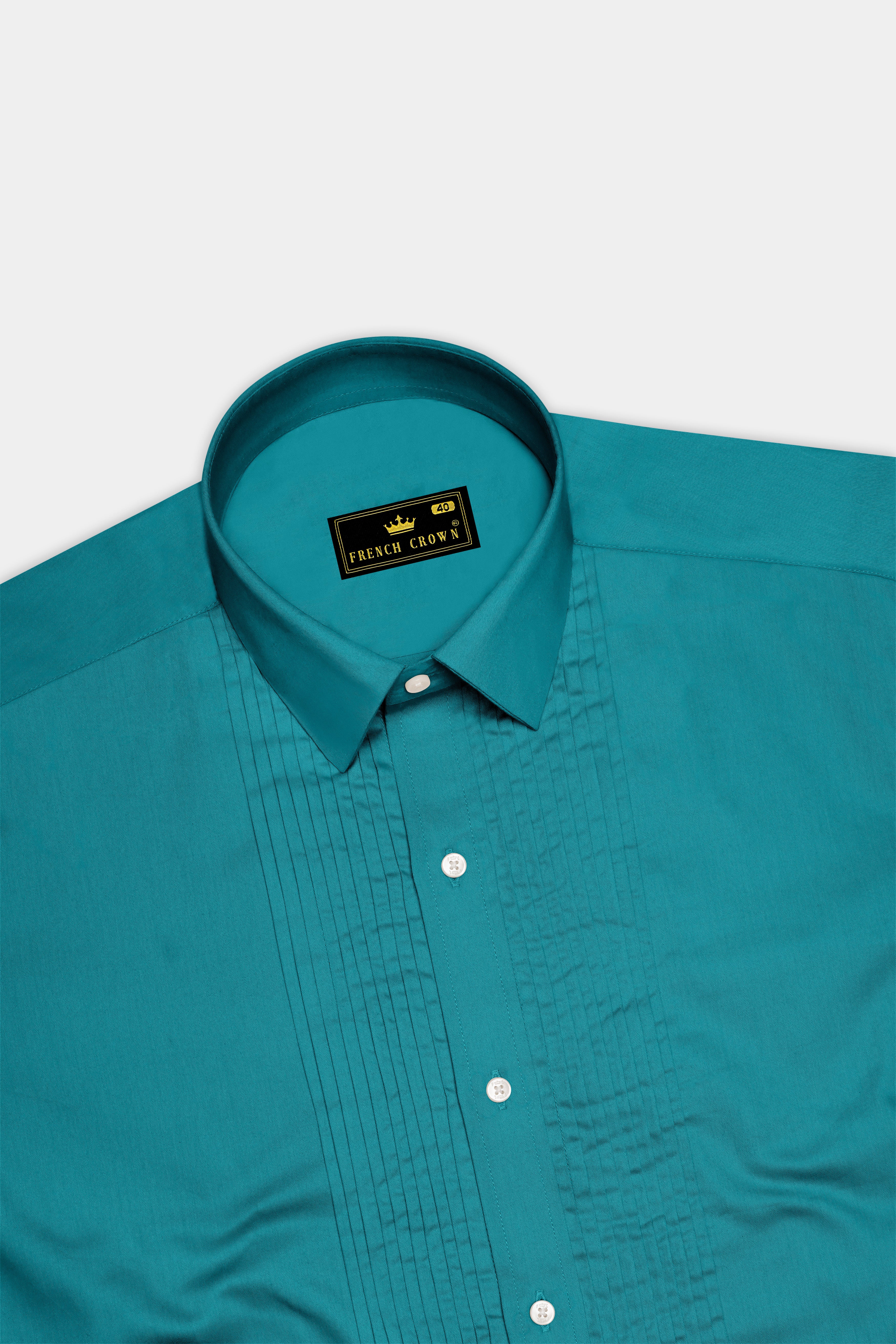 Emeron-Teal green Subtle Sheen Super Soft Premium Cotton Tuxedo Dress Shirt