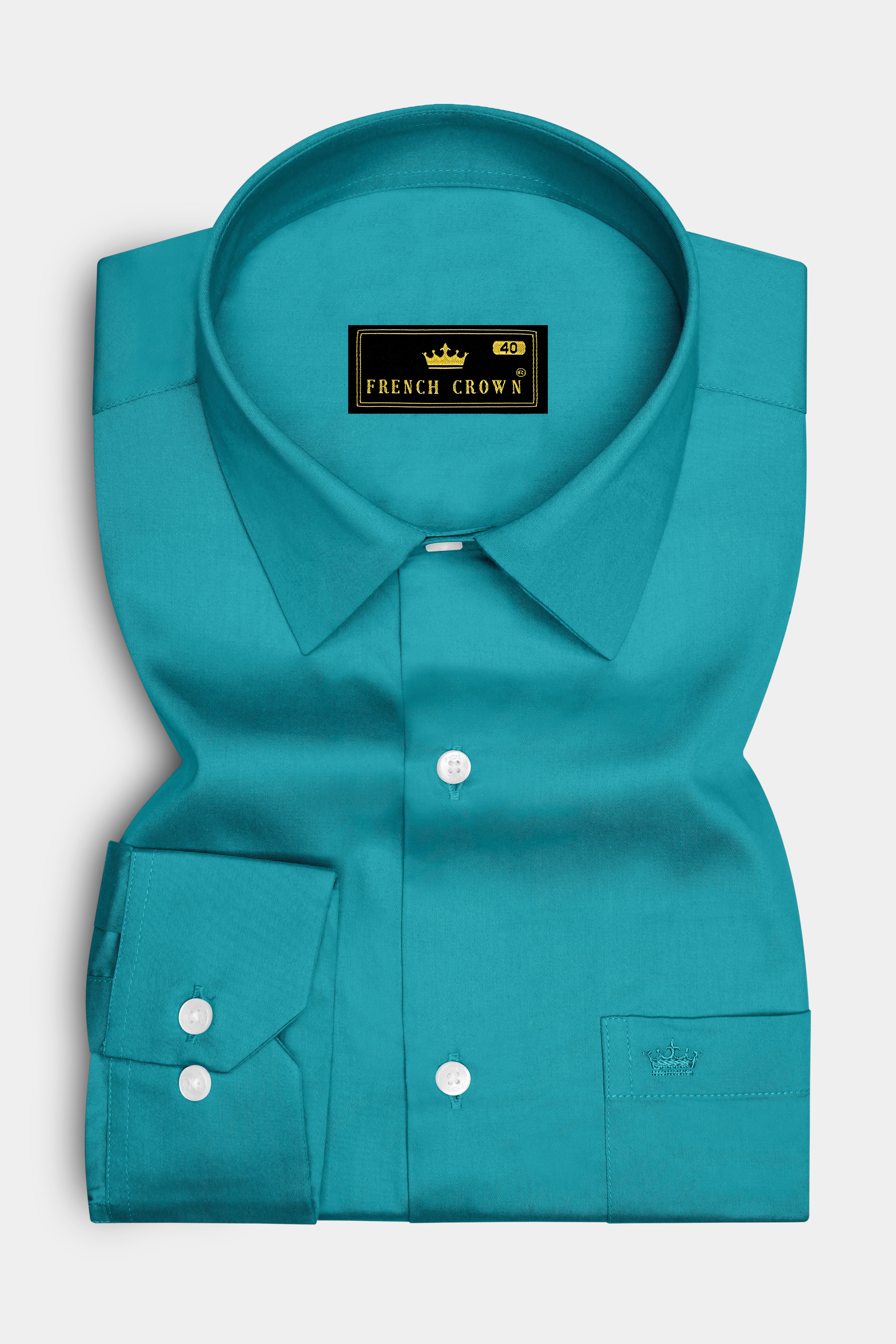 Emeron-Teal green Subtle Sheen Super Soft Premium Cotton Dress Shirt
