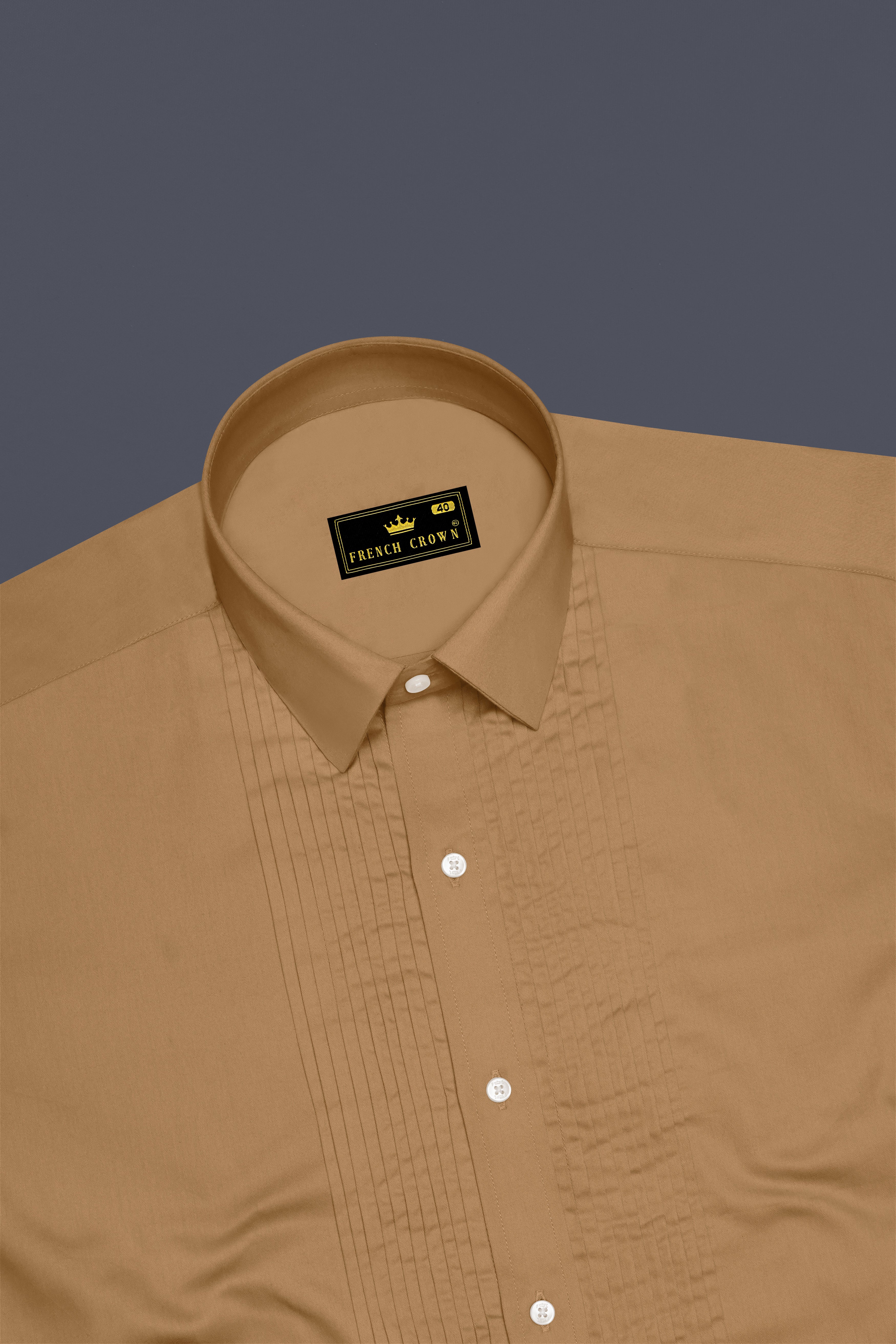Woodoro-Driftwood Yellow Subtle Sheen Super Soft Premium Cotton Tuxedo Dress Shirt