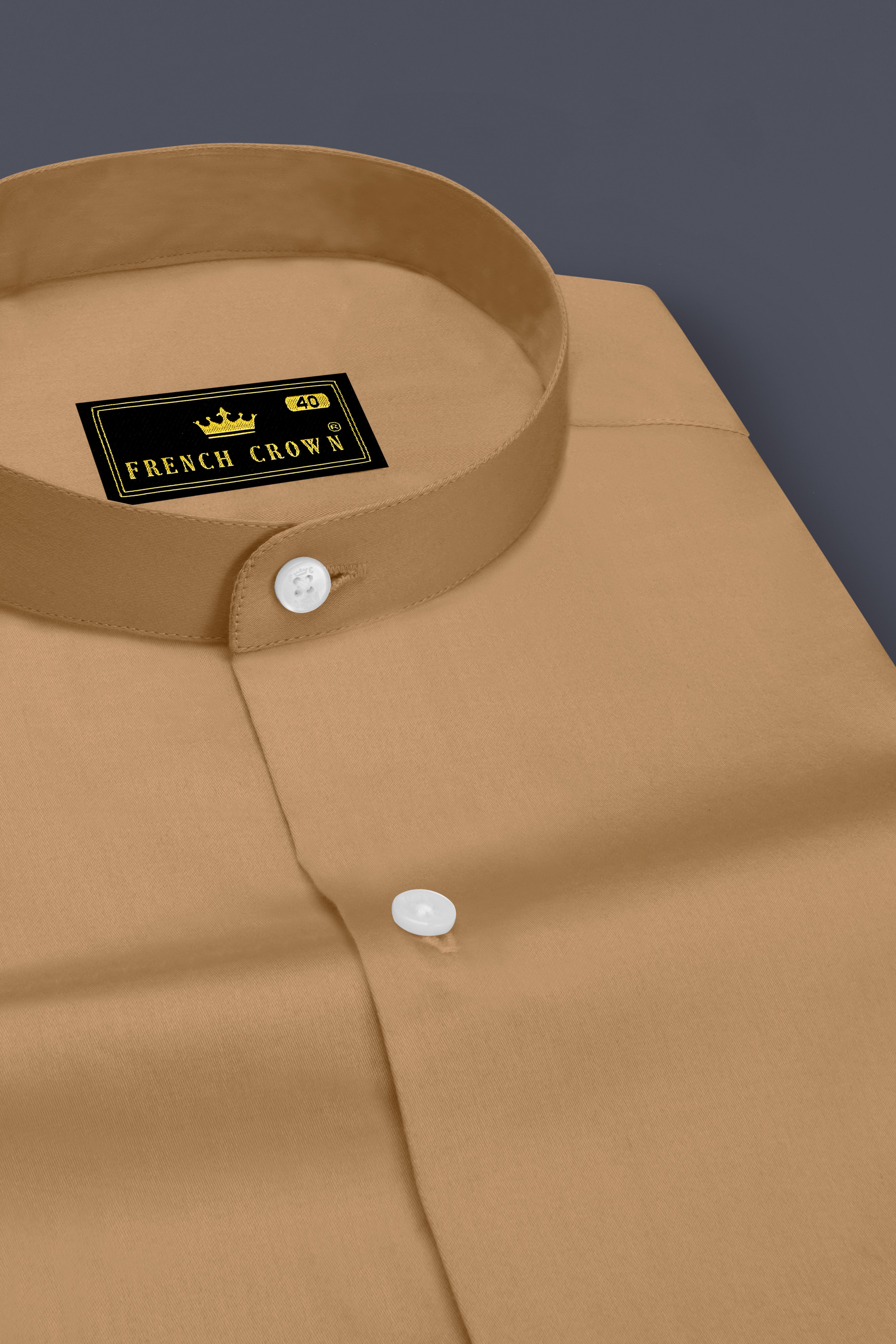 Woodoro-Driftwood Yellow Subtle Sheen Super Soft Premium Cotton Mandarin Dress Shirt