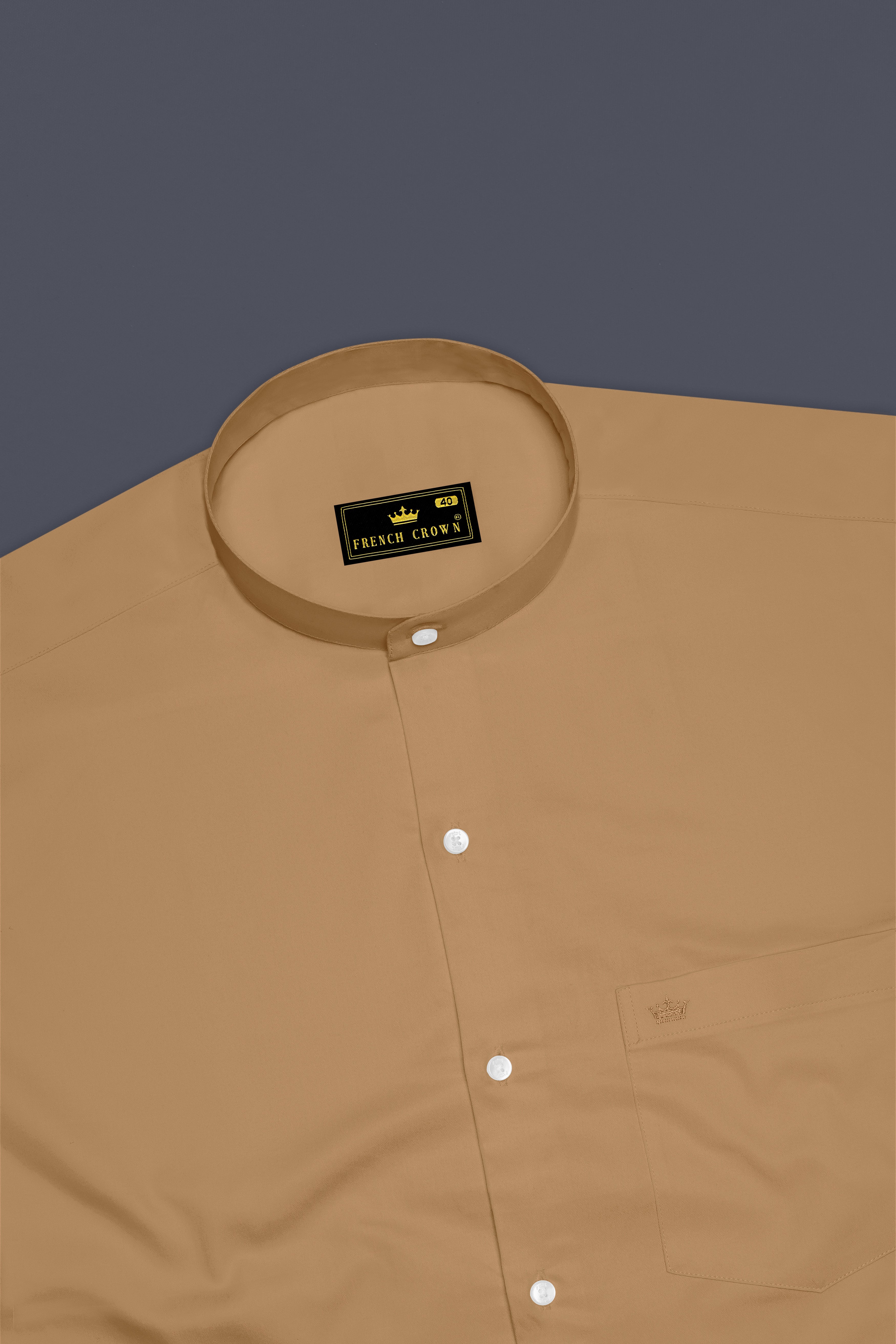 Woodoro-Driftwood Yellow Subtle Sheen Super Soft Premium Cotton Mandarin Dress Shirt