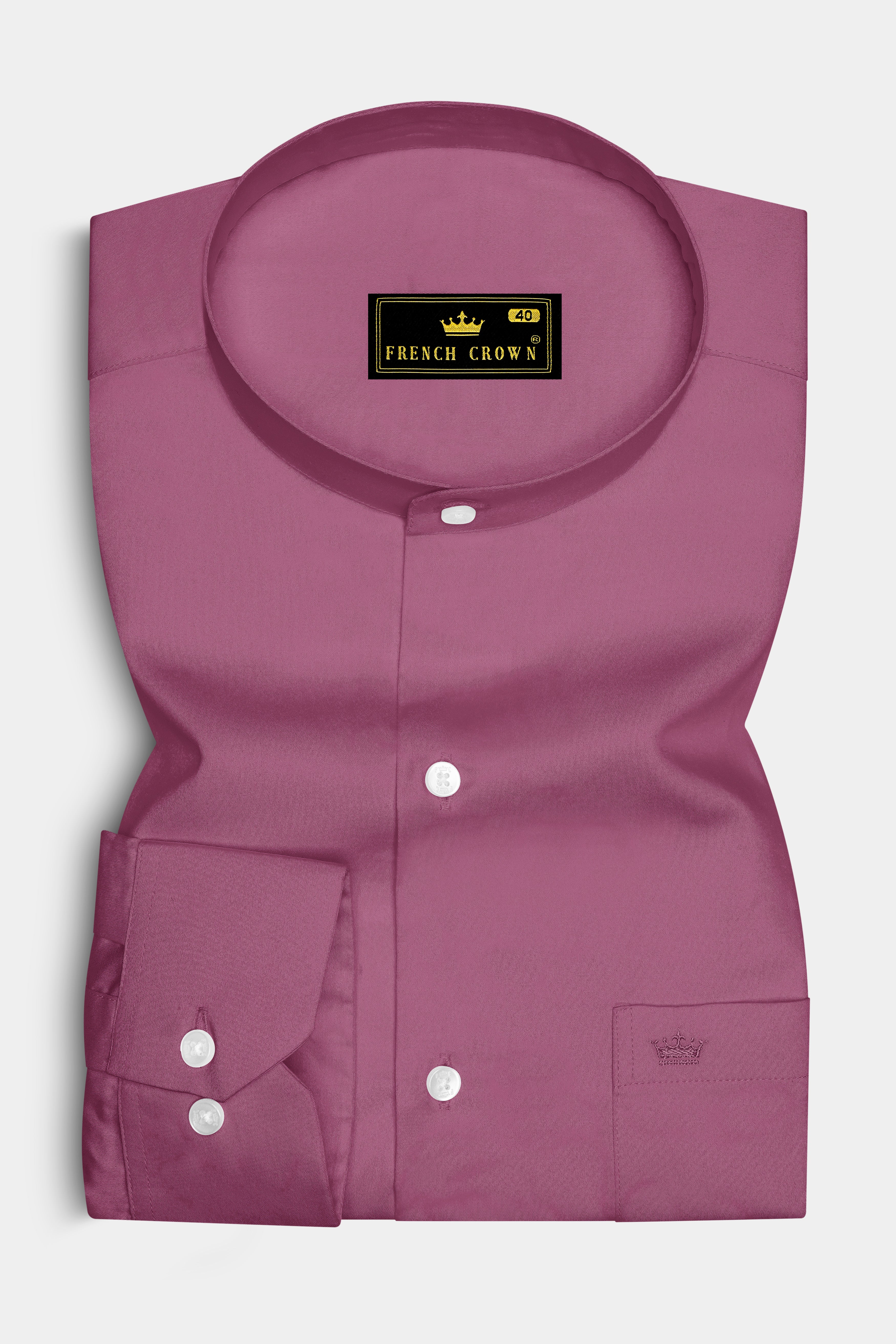 Stelloro-Cosmic Pink Subtle Sheen Super Soft Premium Cotton Mandarin Dress Shirt