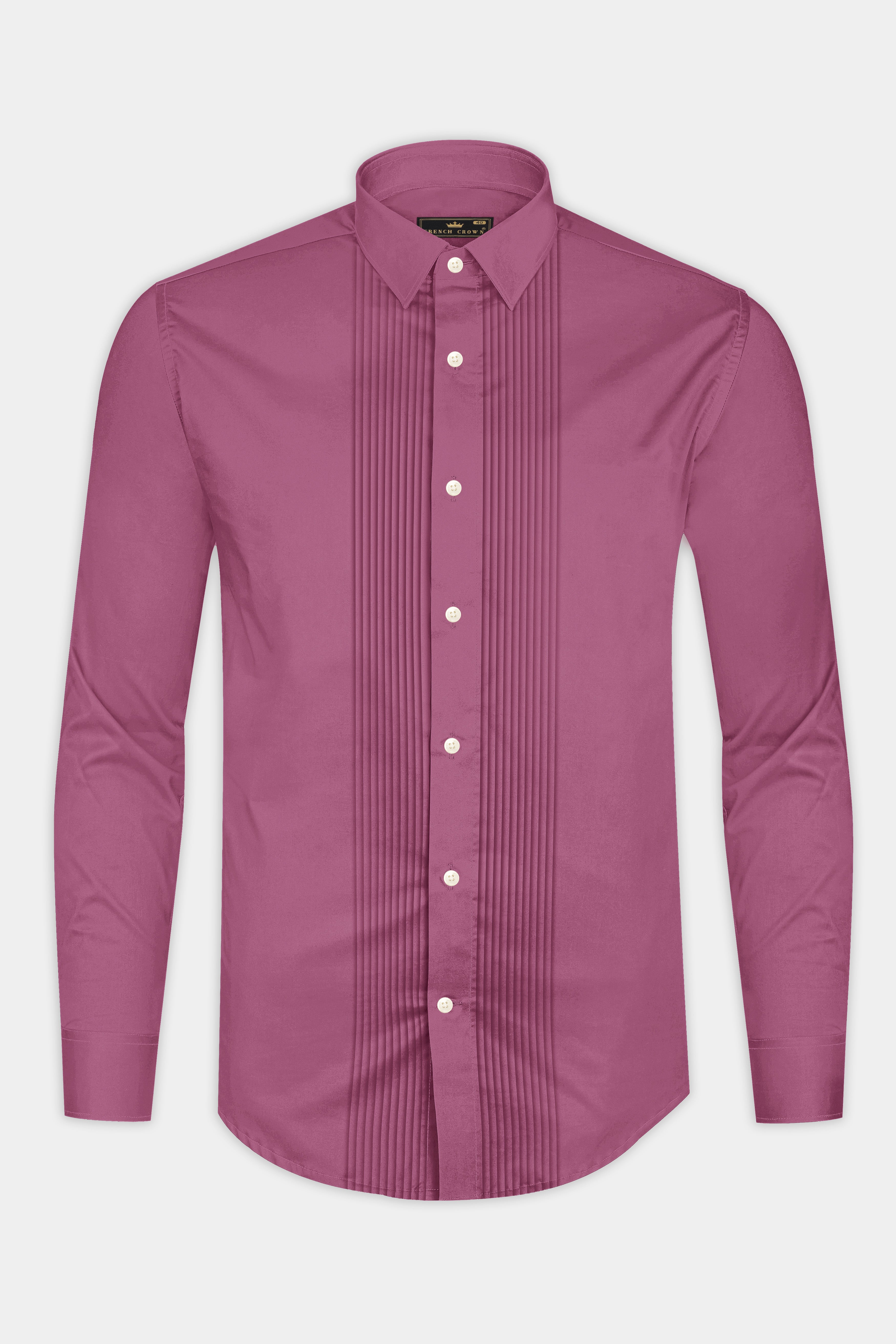 Stelloro-Cosmic Pink Subtle Sheen Super Soft Premium Cotton Tuxedo Dress Shirt