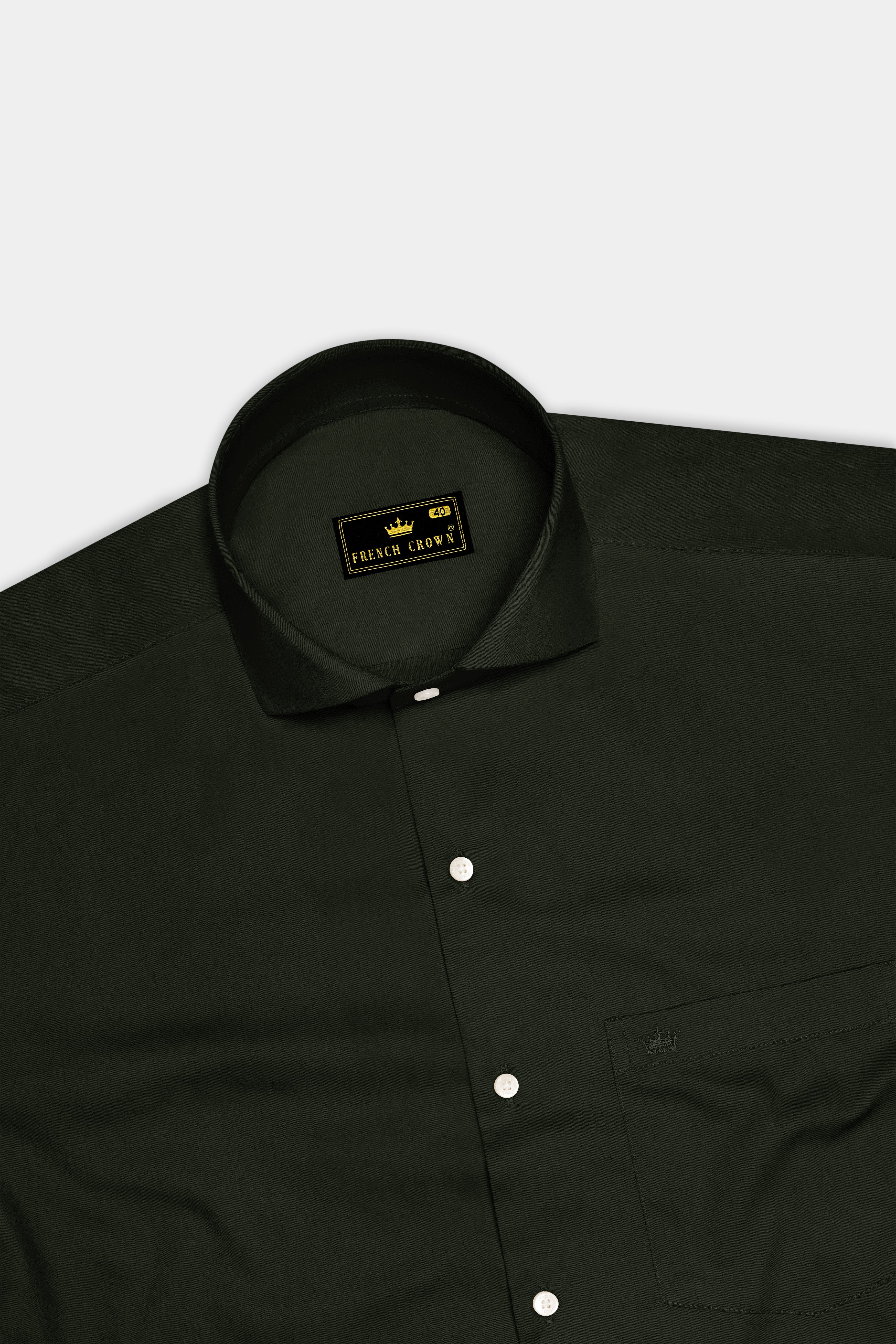 Emeron-Rangoon Green Subtle Sheen Super Soft Premium Cotton Cut Away Collar Dress Shirt