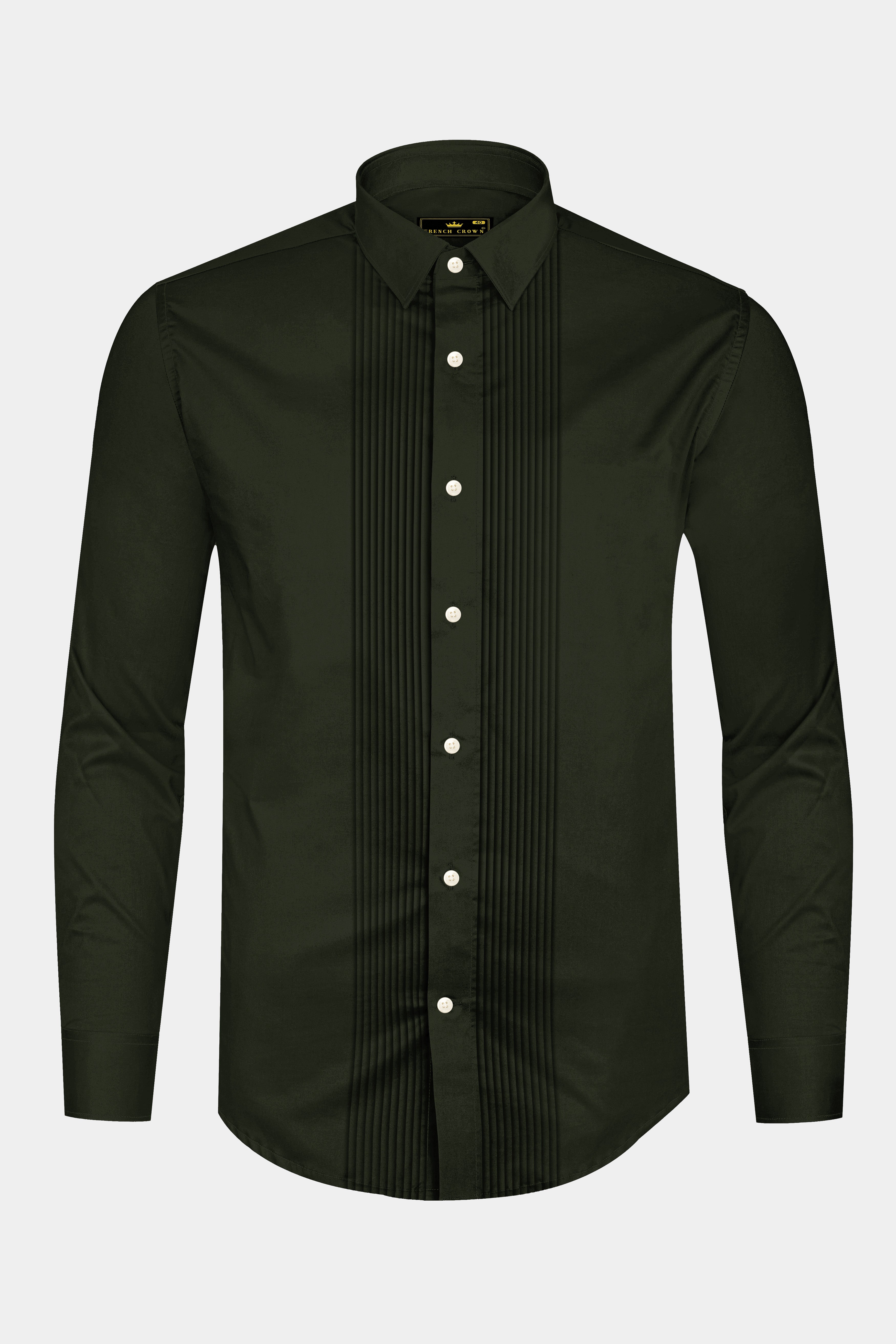 Emeron-Rangoon Green Subtle Sheen Super Soft Premium Cotton Tuxedo Dress Shirt