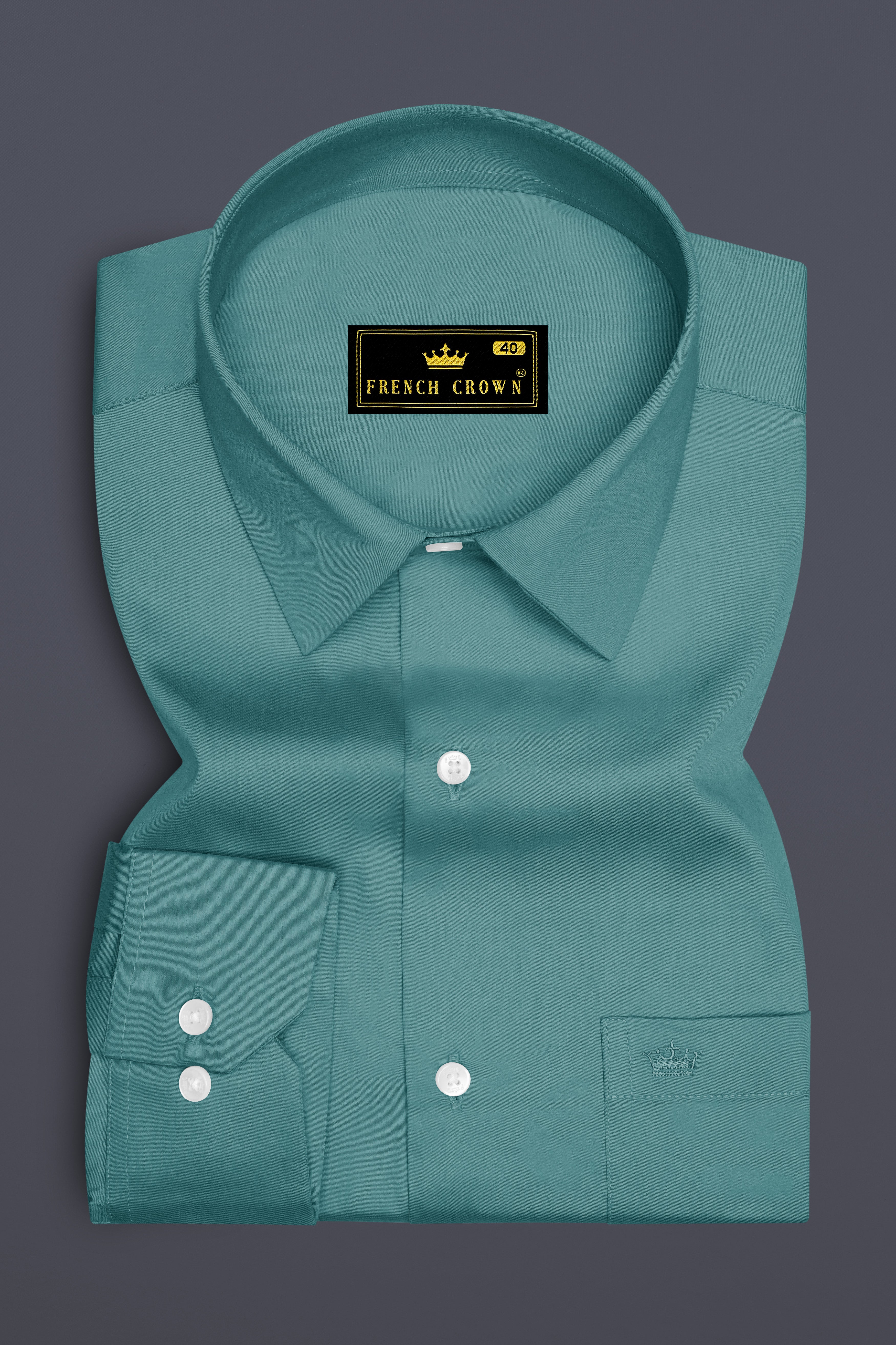 Lustraro-Viridian Green Subtle Sheen Super Soft Premium Cotton Dress Shirt