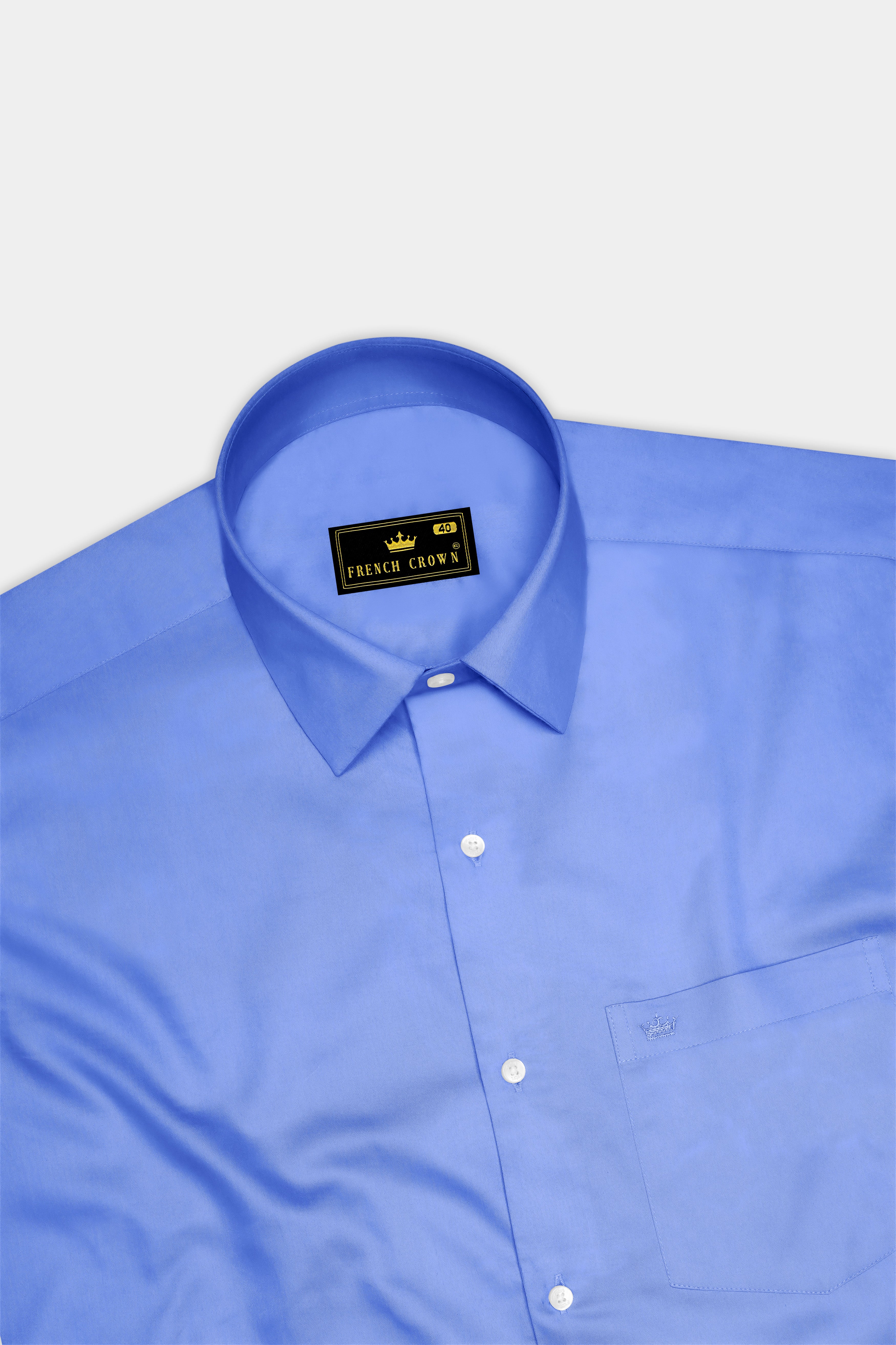 Azurine-Cornflower Blue Subtle Sheen Super Soft Premium Cotton Dress Shirt