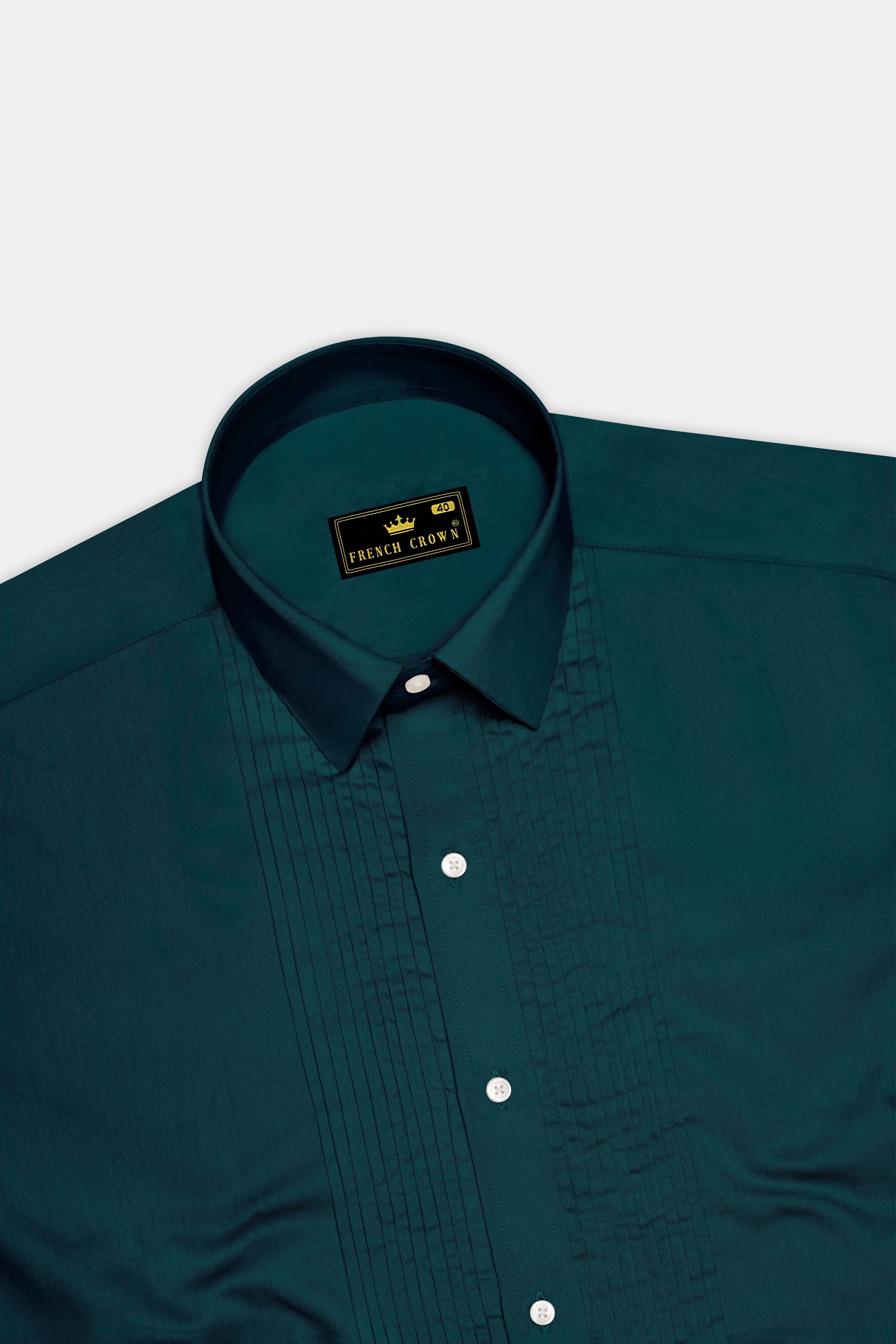Verdoro-Daintree Green Subtle Sheen Super Soft Premium Cotton Tuxedo Dress Shirt
