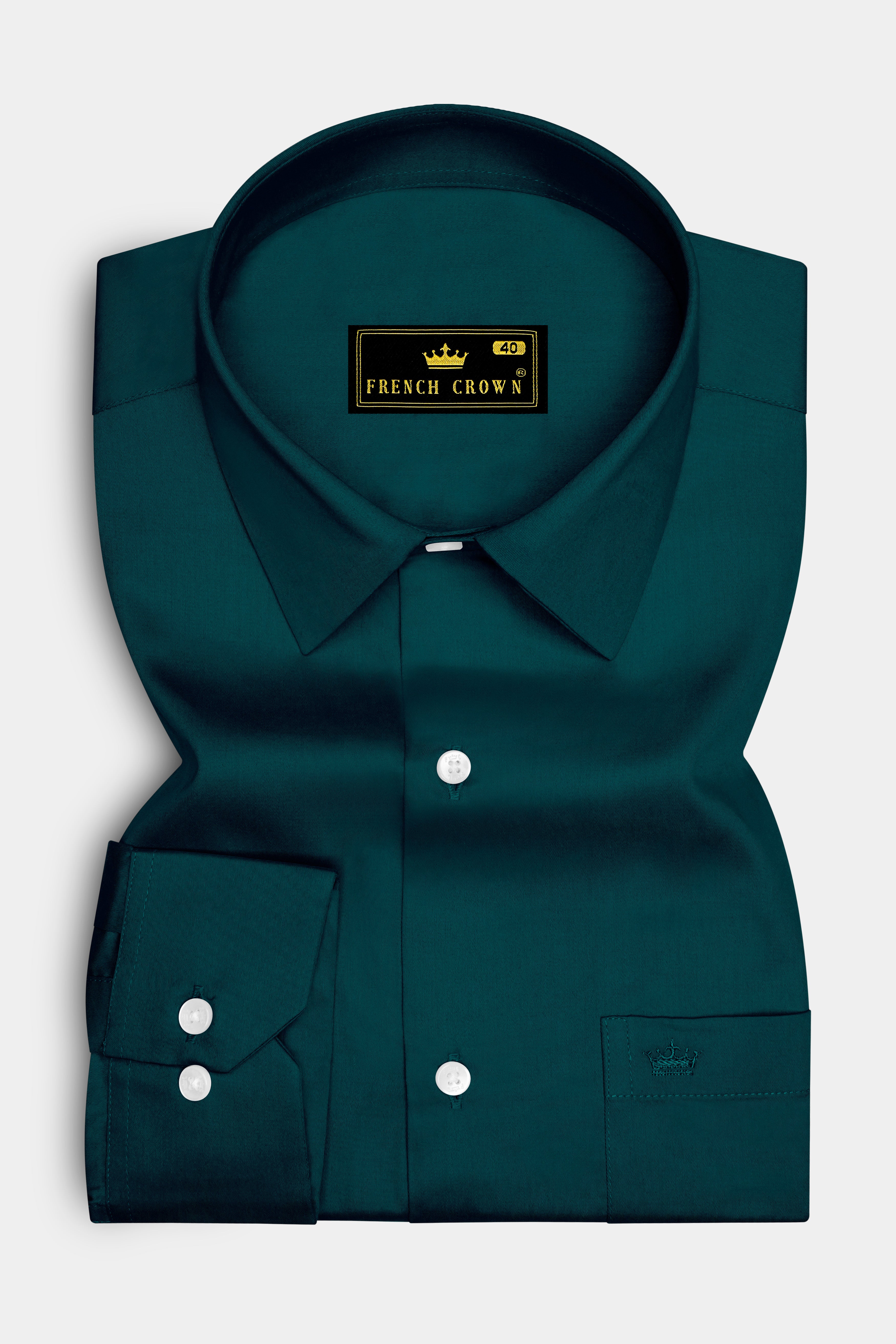 Verdoro-Daintree Green Subtle Sheen Super Soft Premium Cotton Dress Shirt