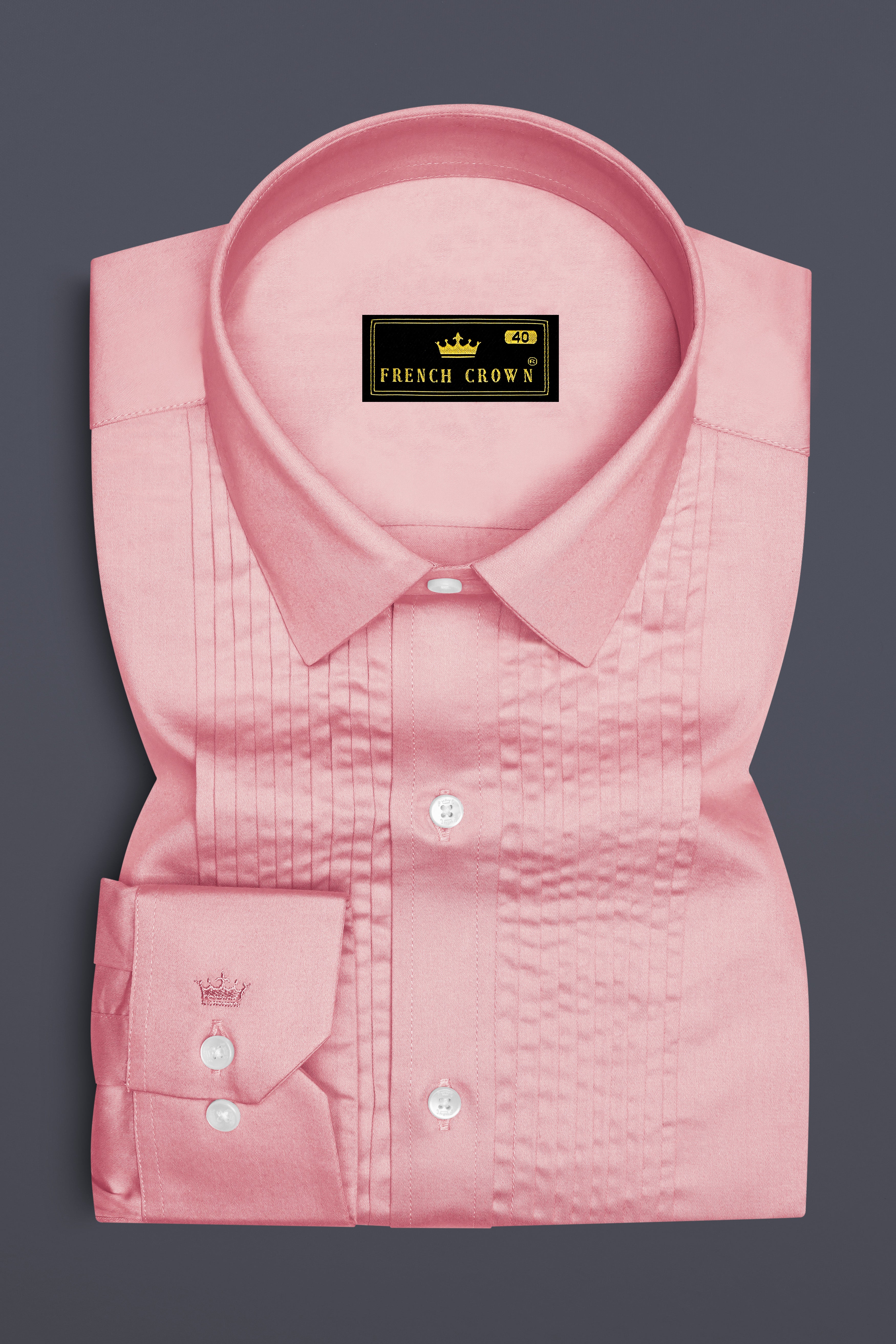 Rosavon-Blossom Pink Subtle Sheen Super Soft Premium Cotton Tuxedo Dress Shirt