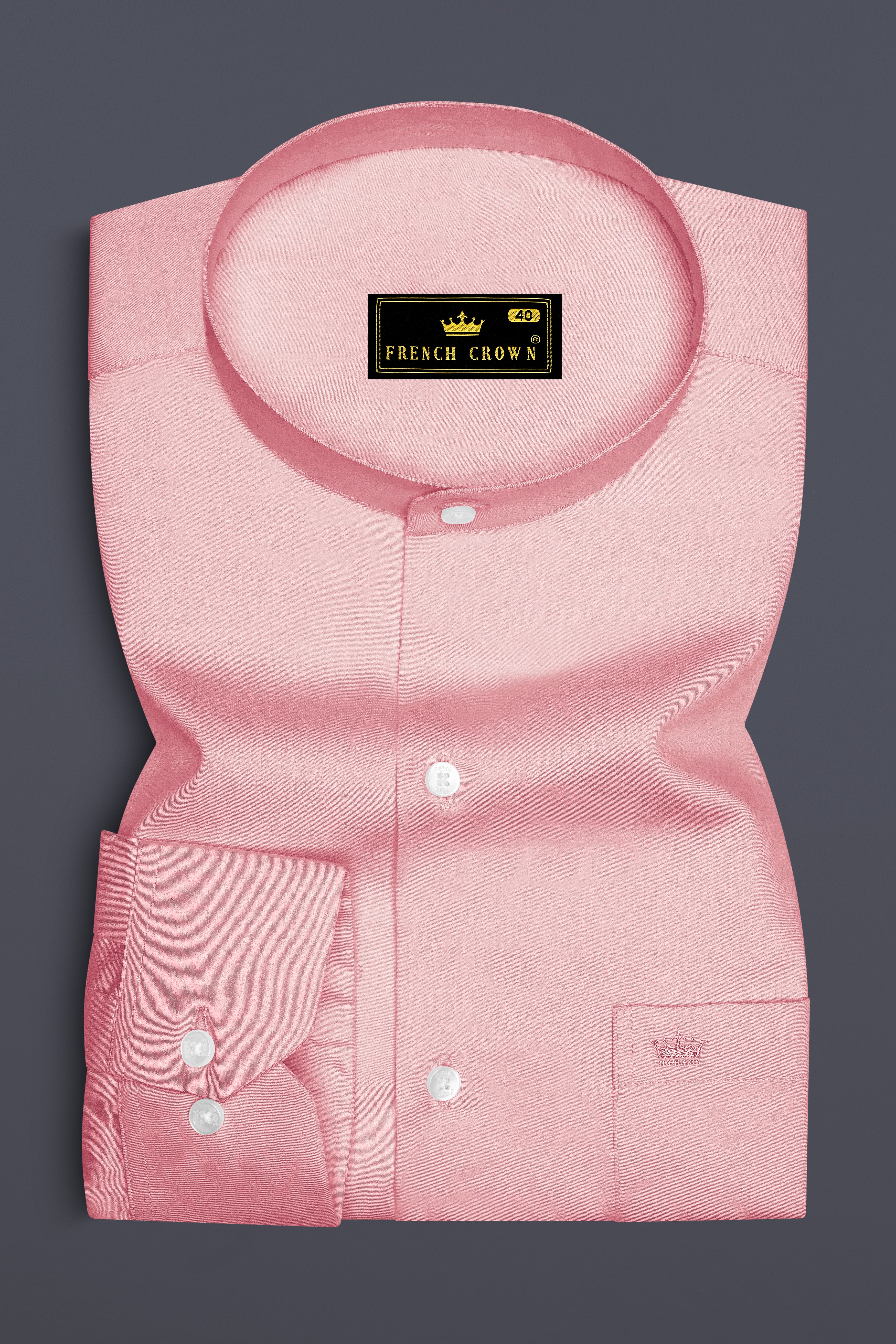 Rosavon-Blossom Pink Subtle Sheen Super Soft Premium Cotton Mandarin Dress Shirt