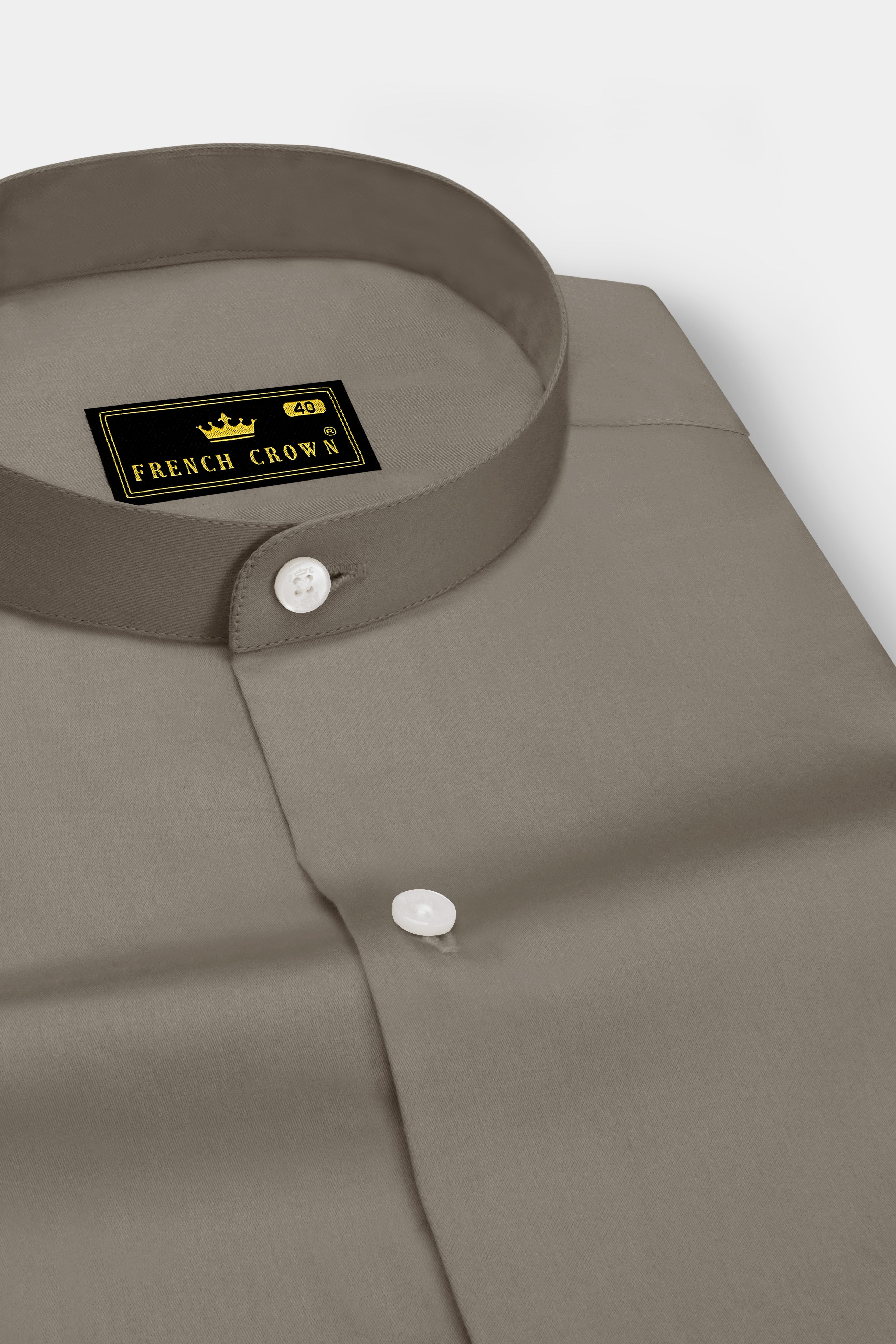 Argento-Makara Gray Subtle Sheen Super Soft Premium Cotton Mandarin Dress Shirt