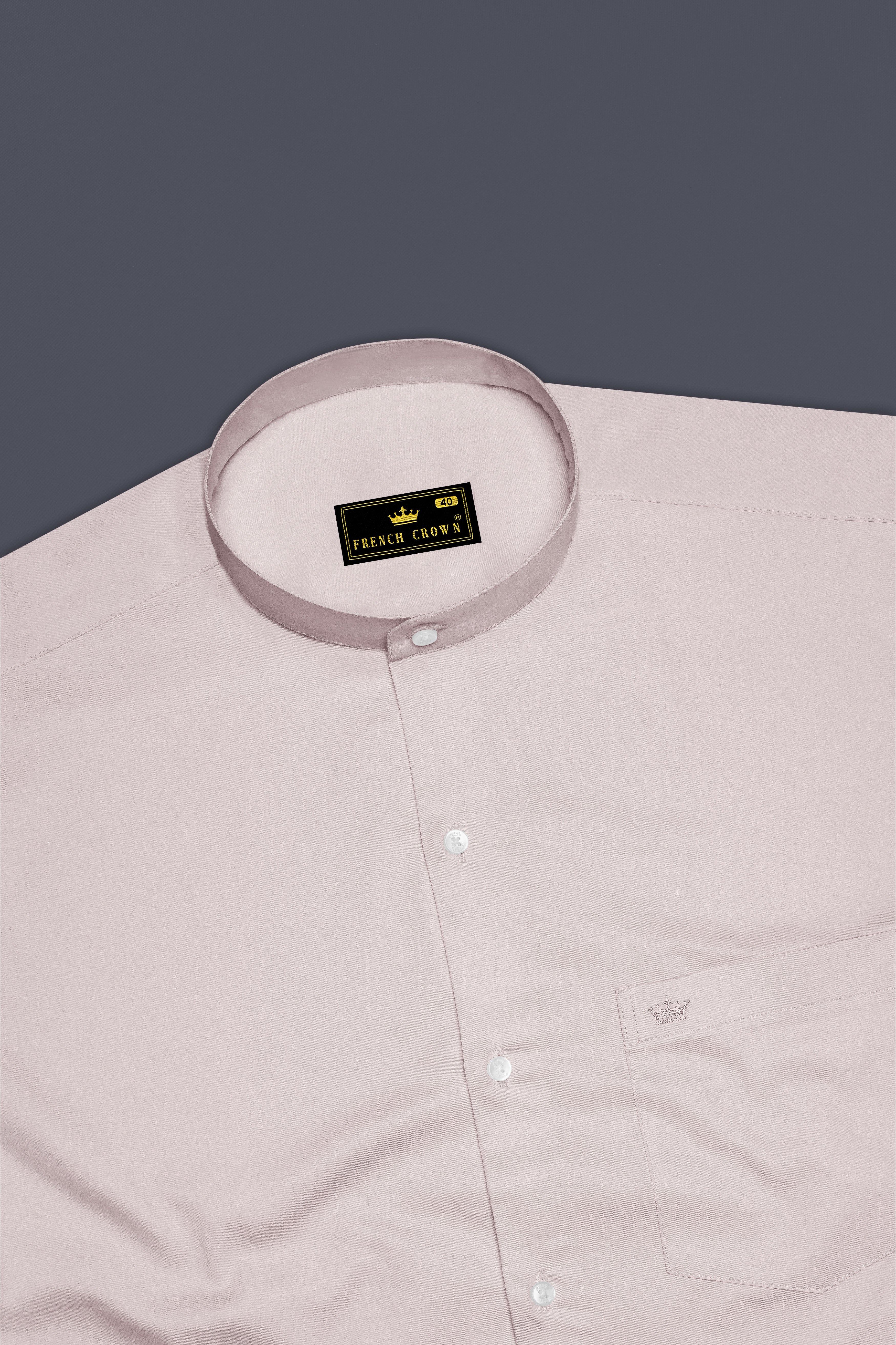 Blushoro-Clam Pink Subtle Sheen Super Soft Premium Cotton Mandarin Dress Shirt