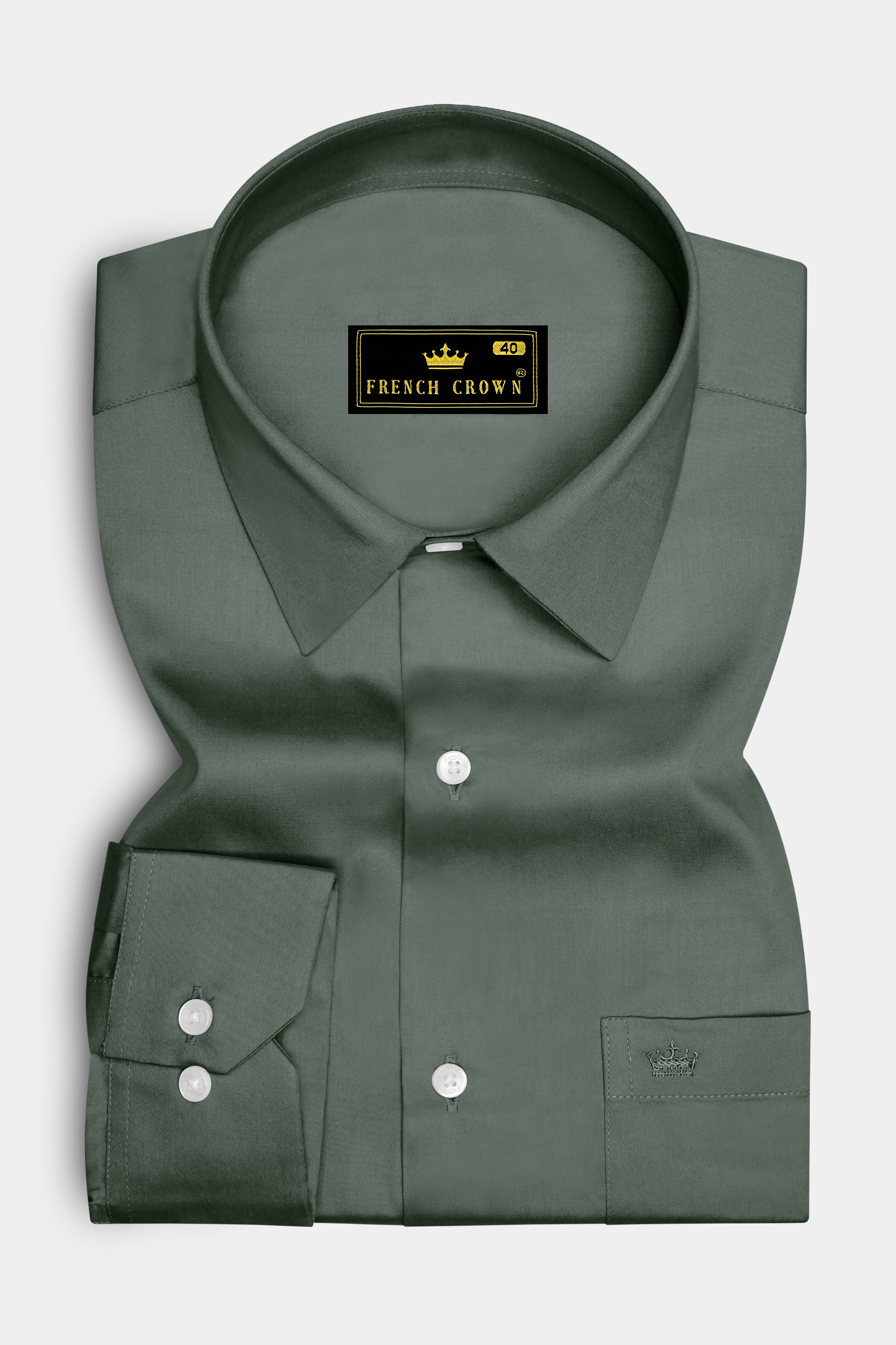 Sylvoro-Nandor Green Subtle Sheen Super Soft Premium Cotton Dress Shirt