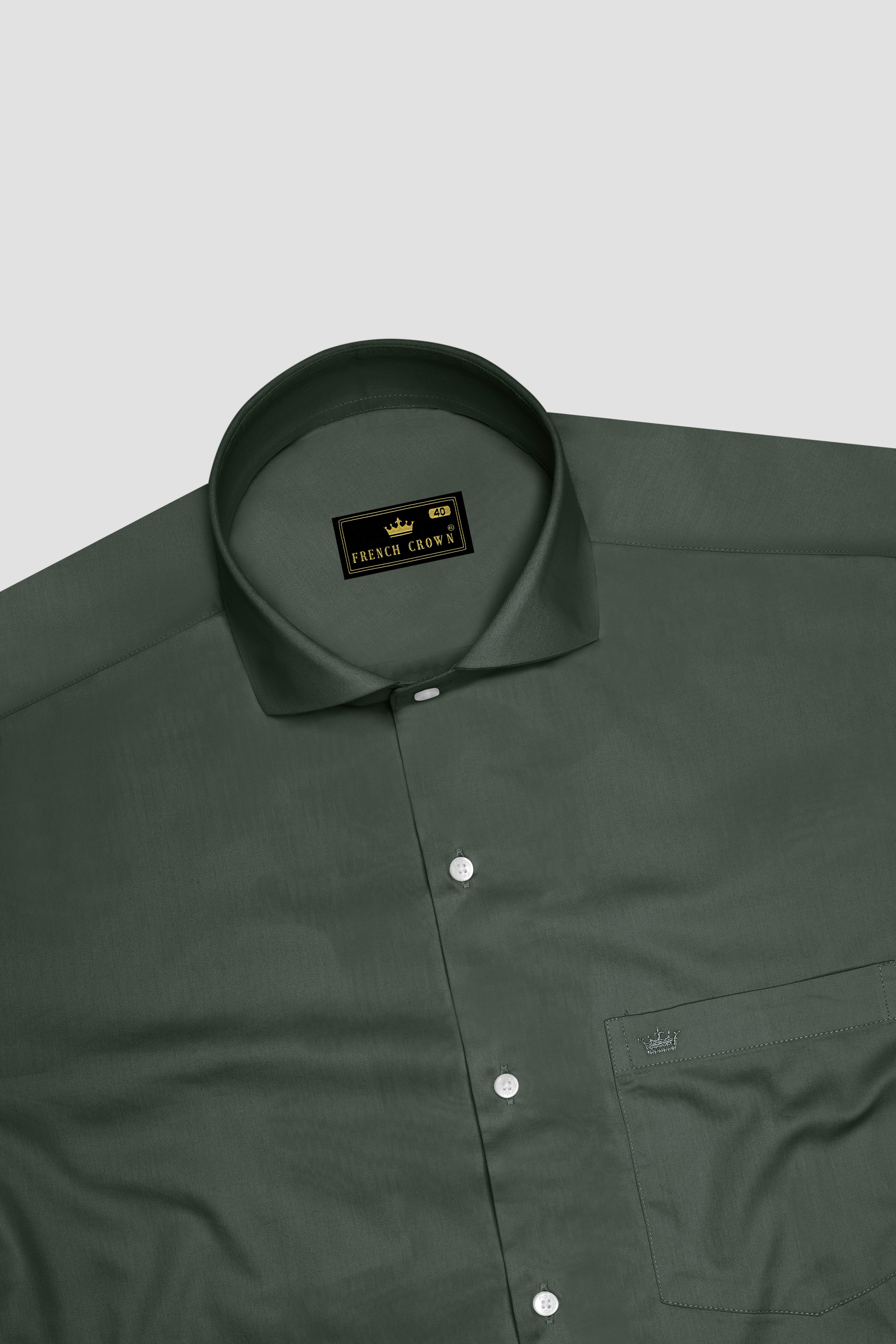 Sylvoro-Nandor Green Subtle Sheen Super Soft Premium Cotton Cut Away Collar Dress Shirt