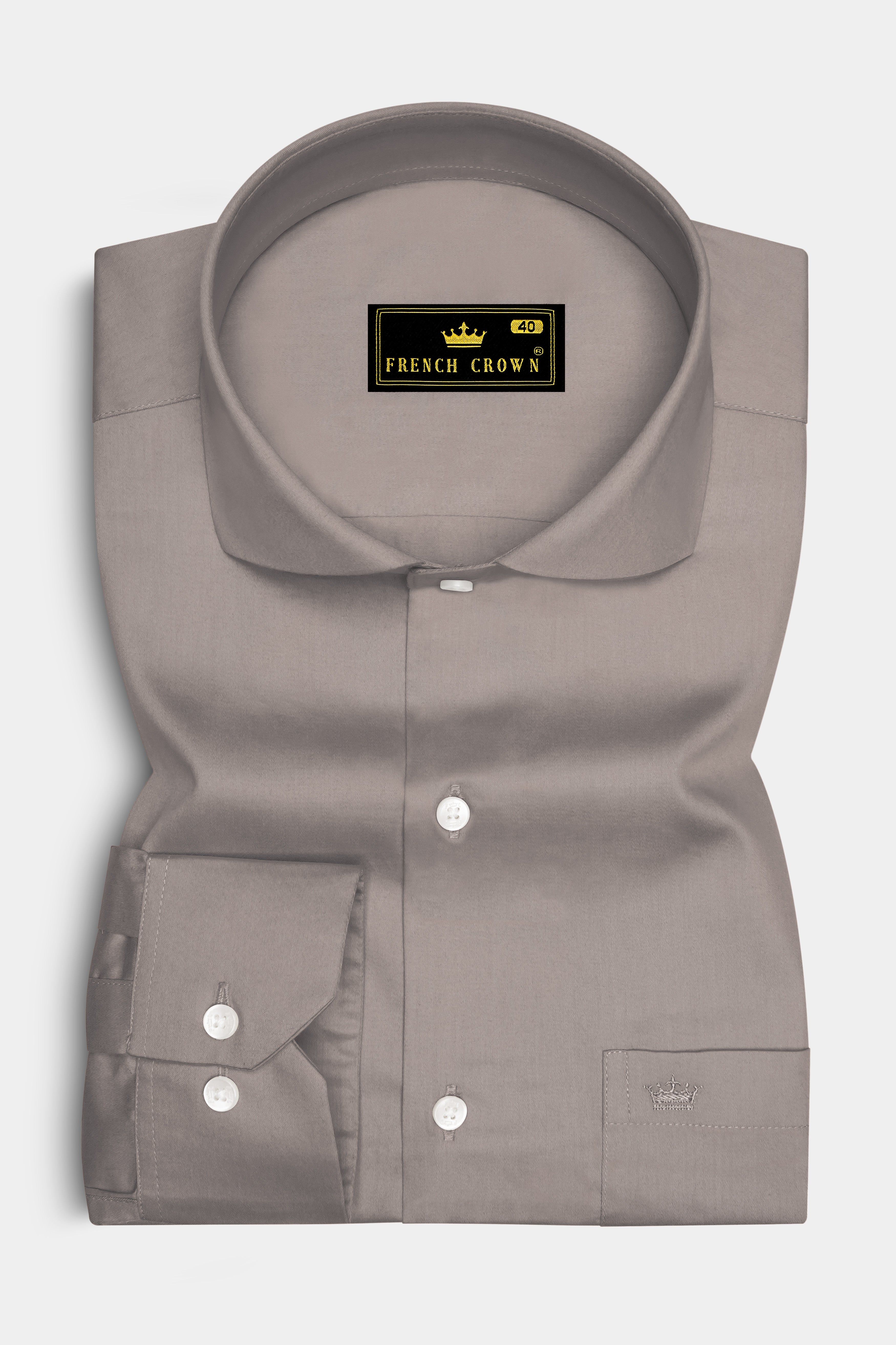 Umbero-Wenge Brown Subtle Sheen Super Soft Premium Cotton Cut Away Collar Dress Shirt