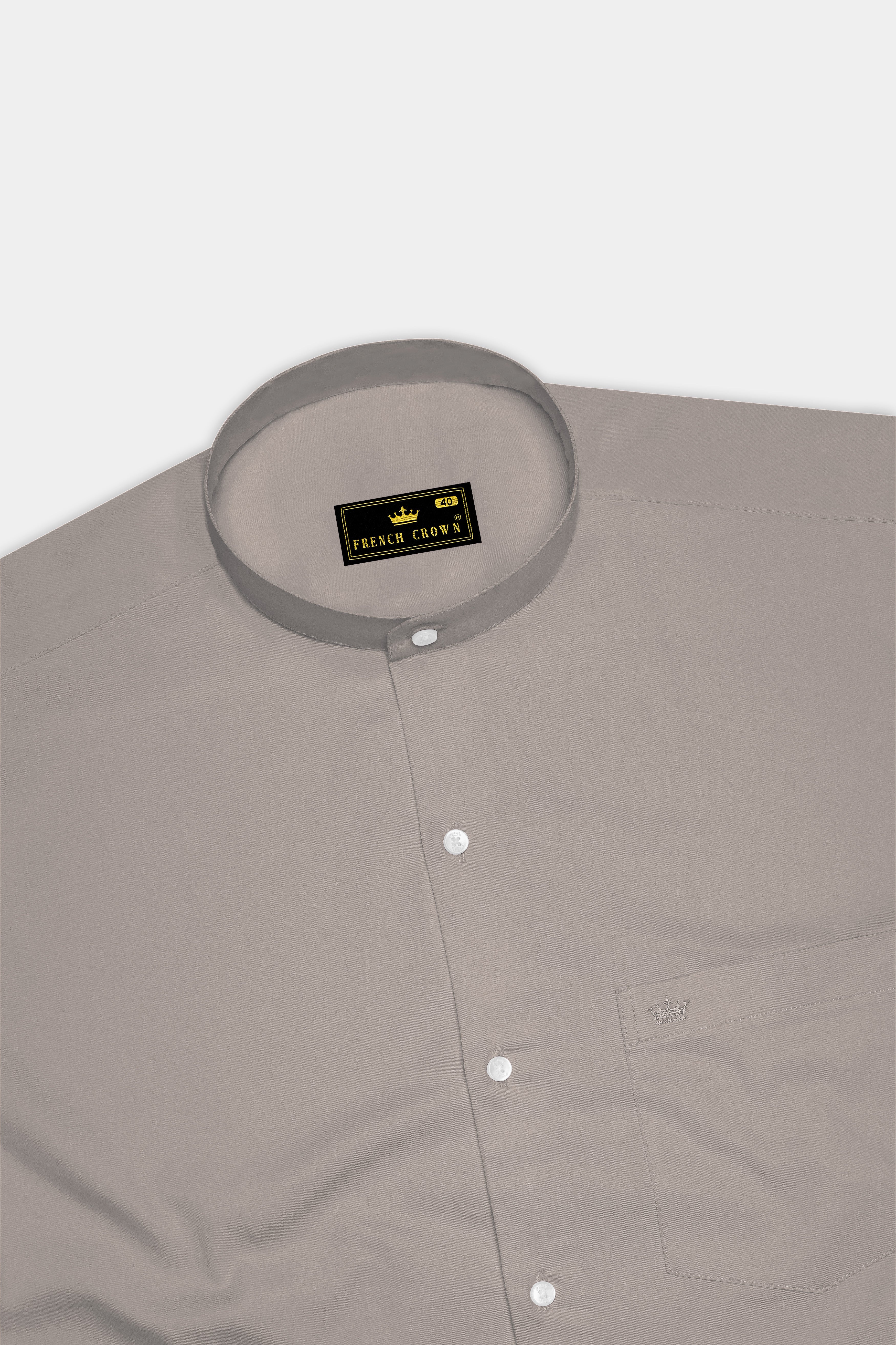 Umbero-Wenge Brown Subtle Sheen Super Soft Premium Cotton Mandarin Dress Shirt