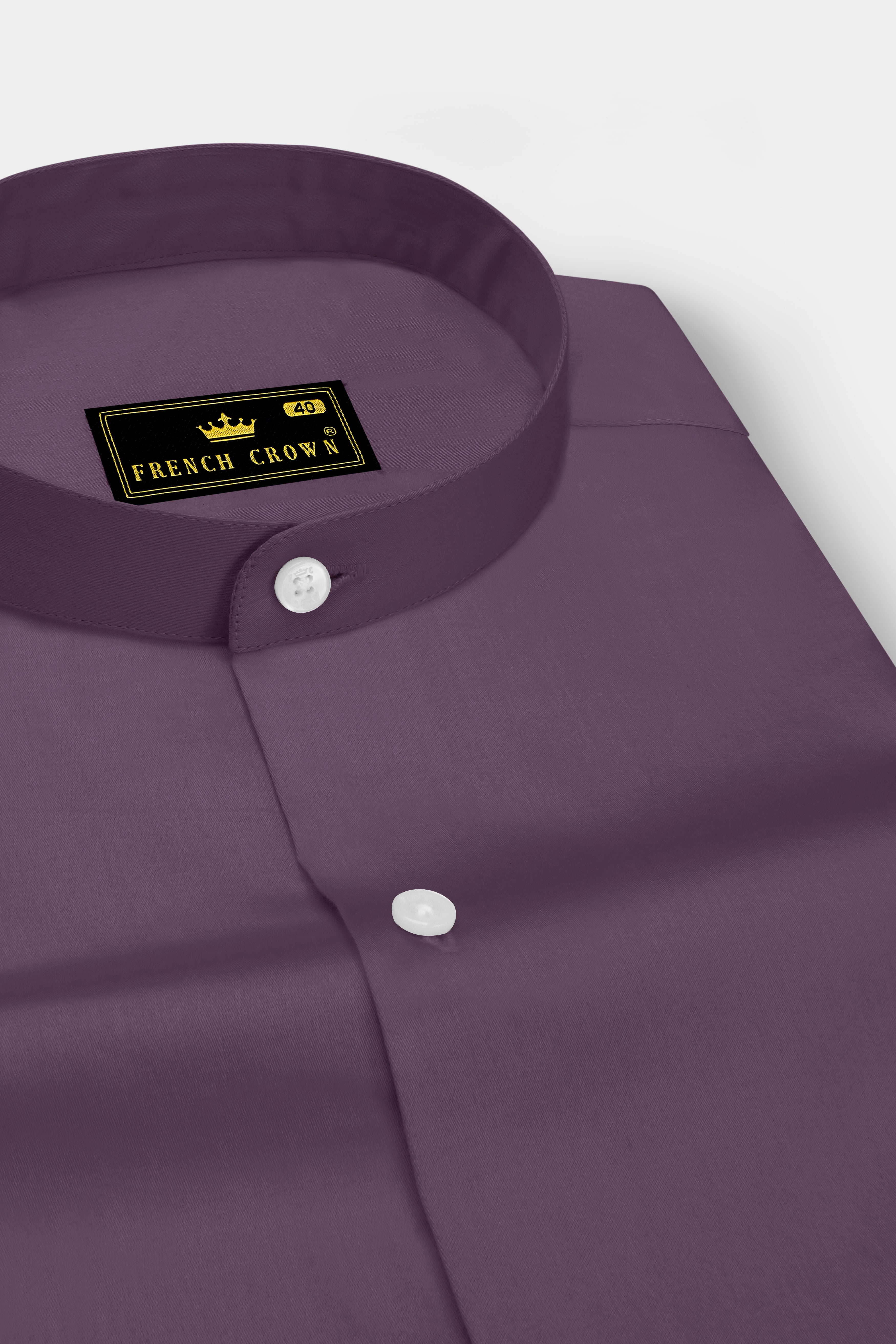 Mauvero-Taupe Purple Subtle Sheen Super Soft Premium Cotton Mandarin Dress Shirt