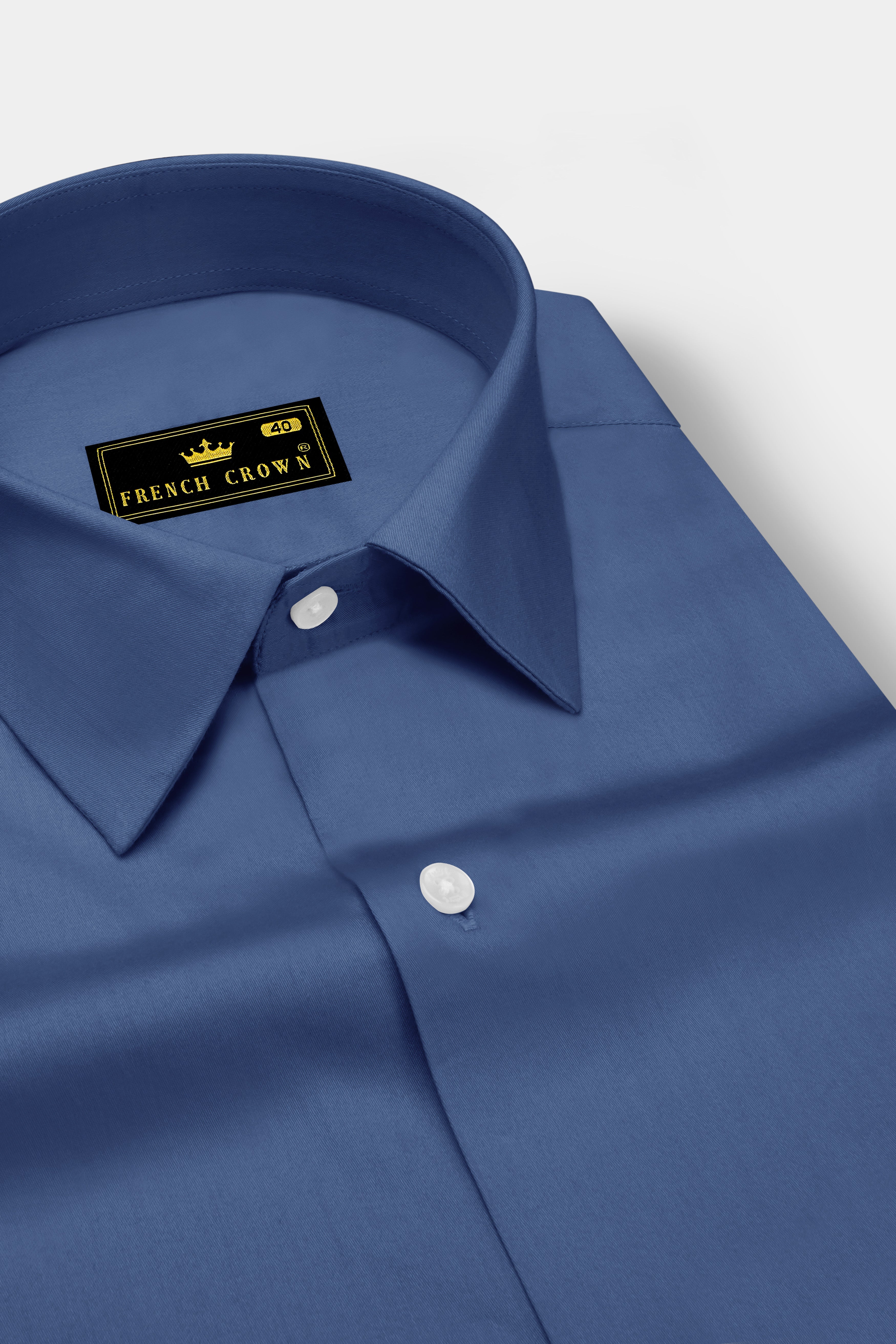 Azurion-Dusky Blue Subtle Sheen Super Soft Premium Cotton Dress Shirt