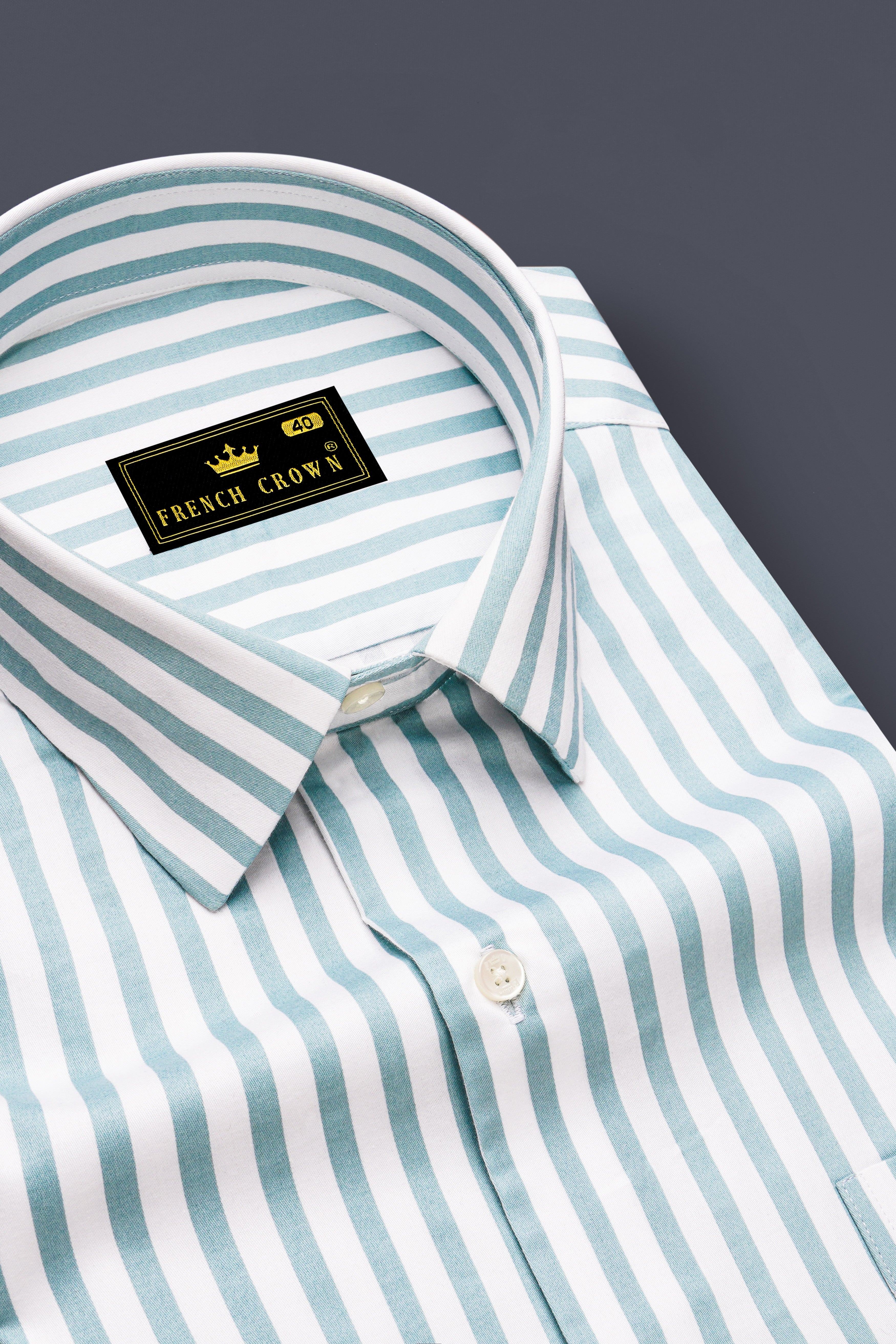 Celestio-Stream Blue And Bright White Candy Striped Subtle Sheen Super Soft Premium Cotton Dress Shirt