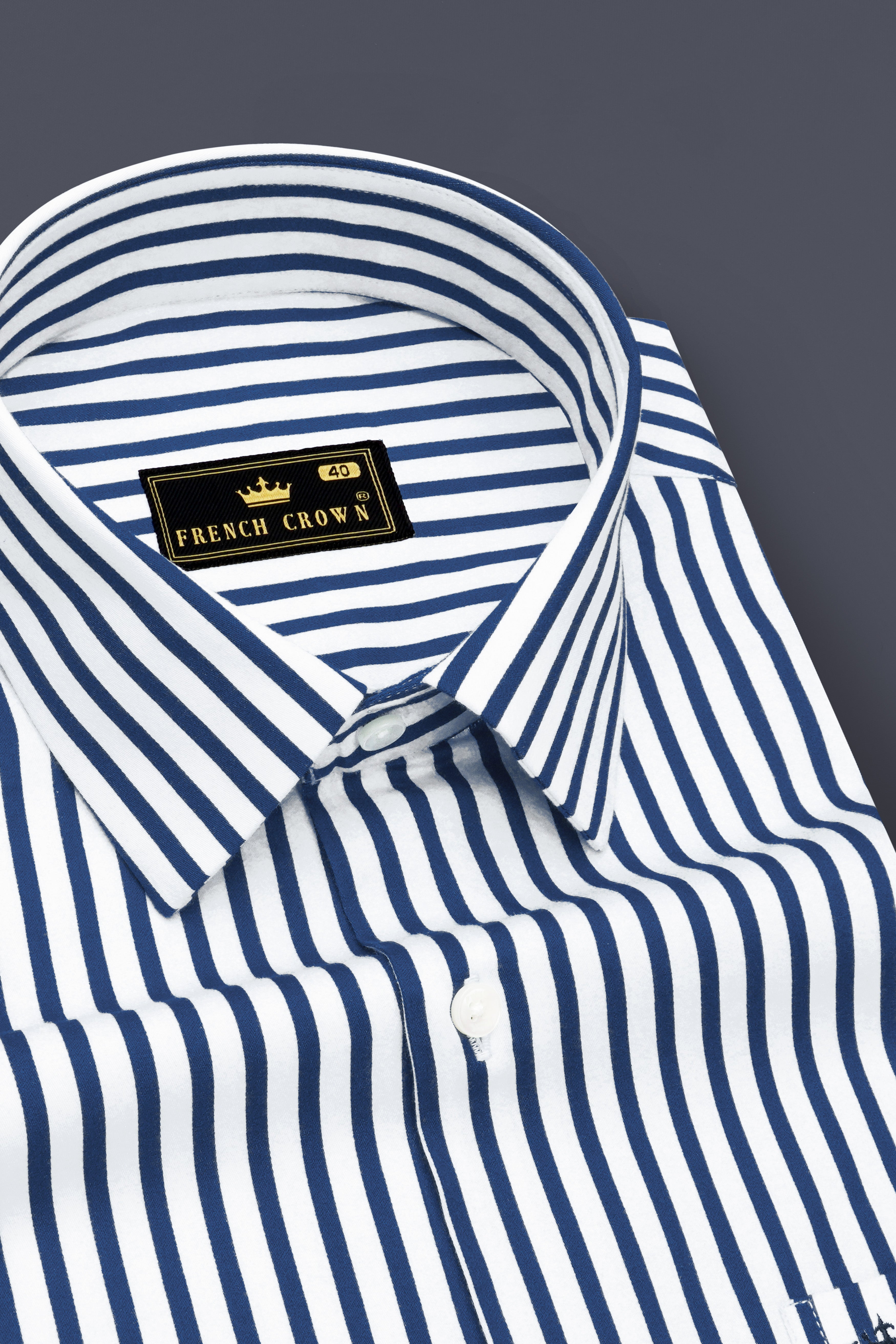 Sapphire-Lapis Blue And Bright White Candy Striped Subtle Sheen Super Soft Premium Cotton Dress Shirt