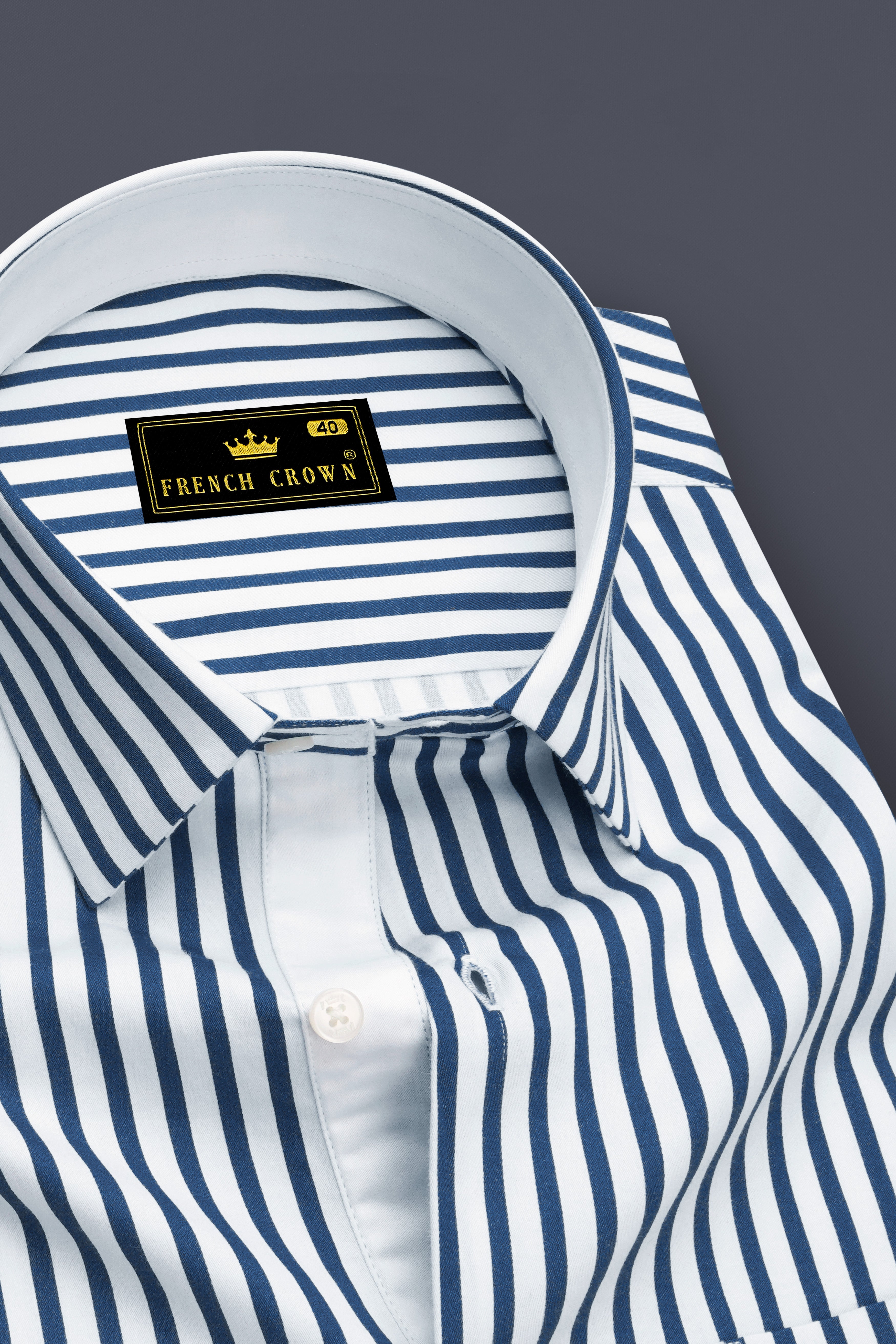 Sapphire-Lapis Blue And Bright White Candy Striped Subtle Sheen Soft Premium Cotton Dress Shirt
