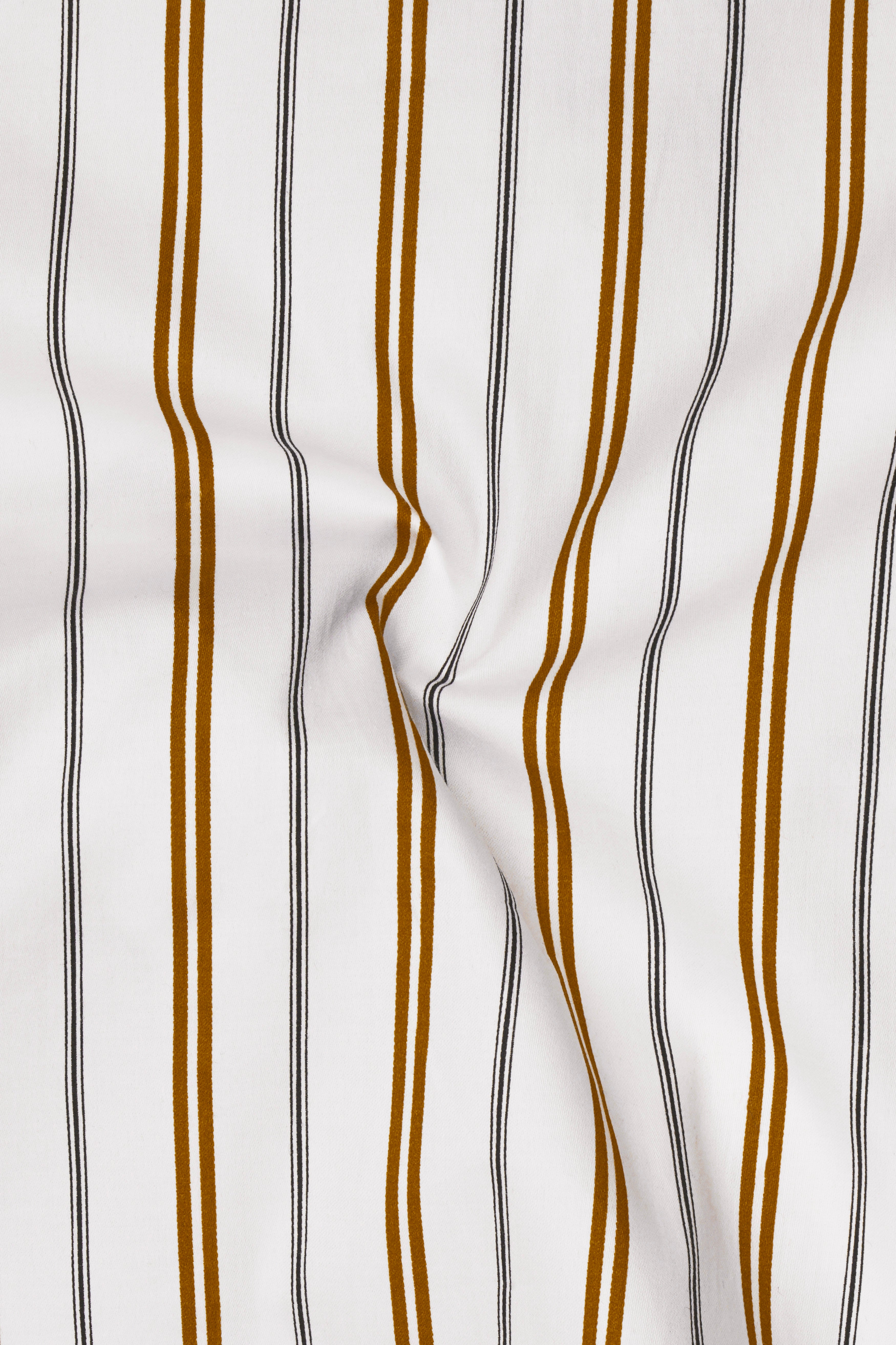 Sienna-Sepia Brown And Bright White striped Super Soft Premium Cotton Dress Shirt