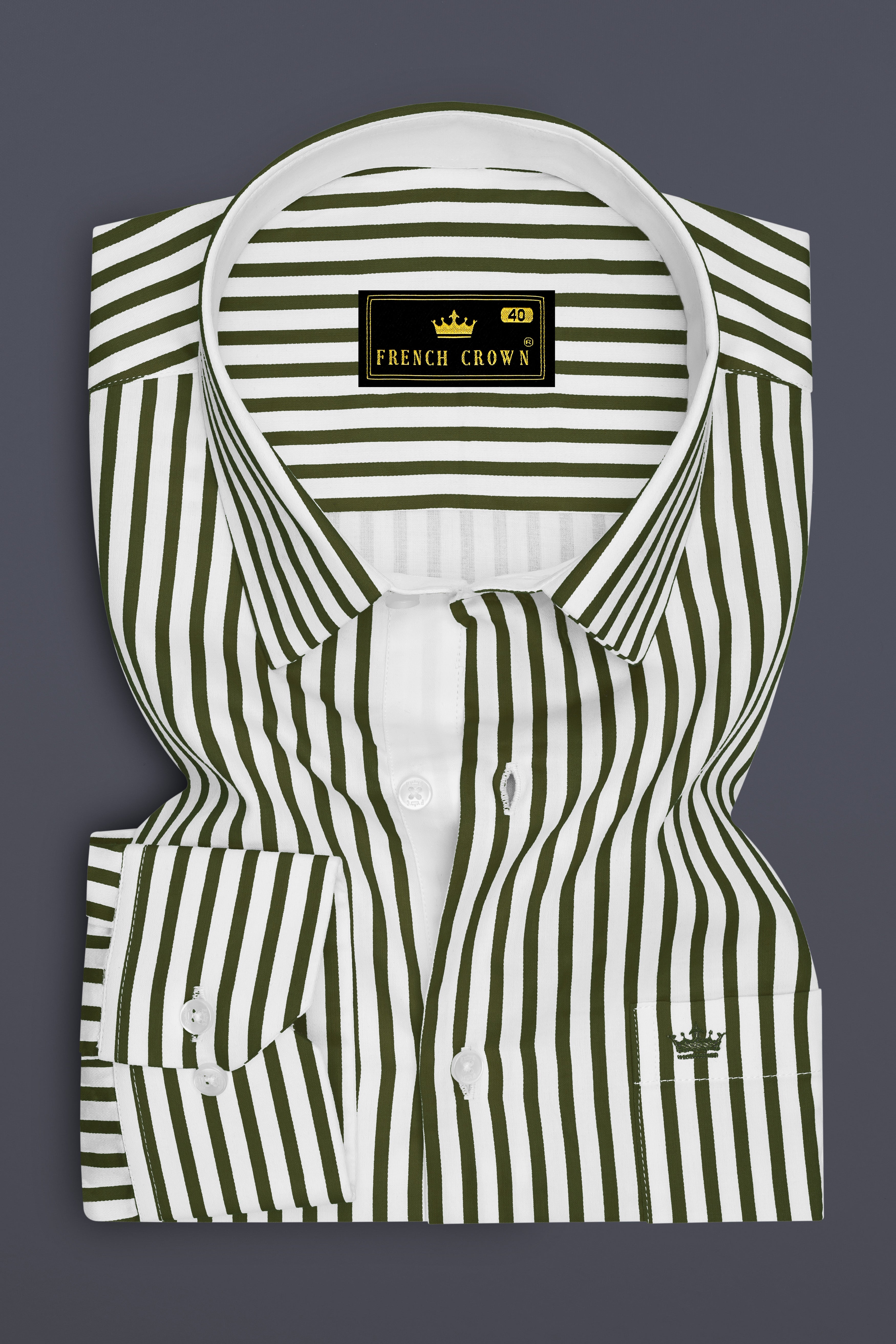 Verdant-Verdigris Green And Bright White Candy Striped Subtle Sheen Soft Premium Cotton Dress Shirt