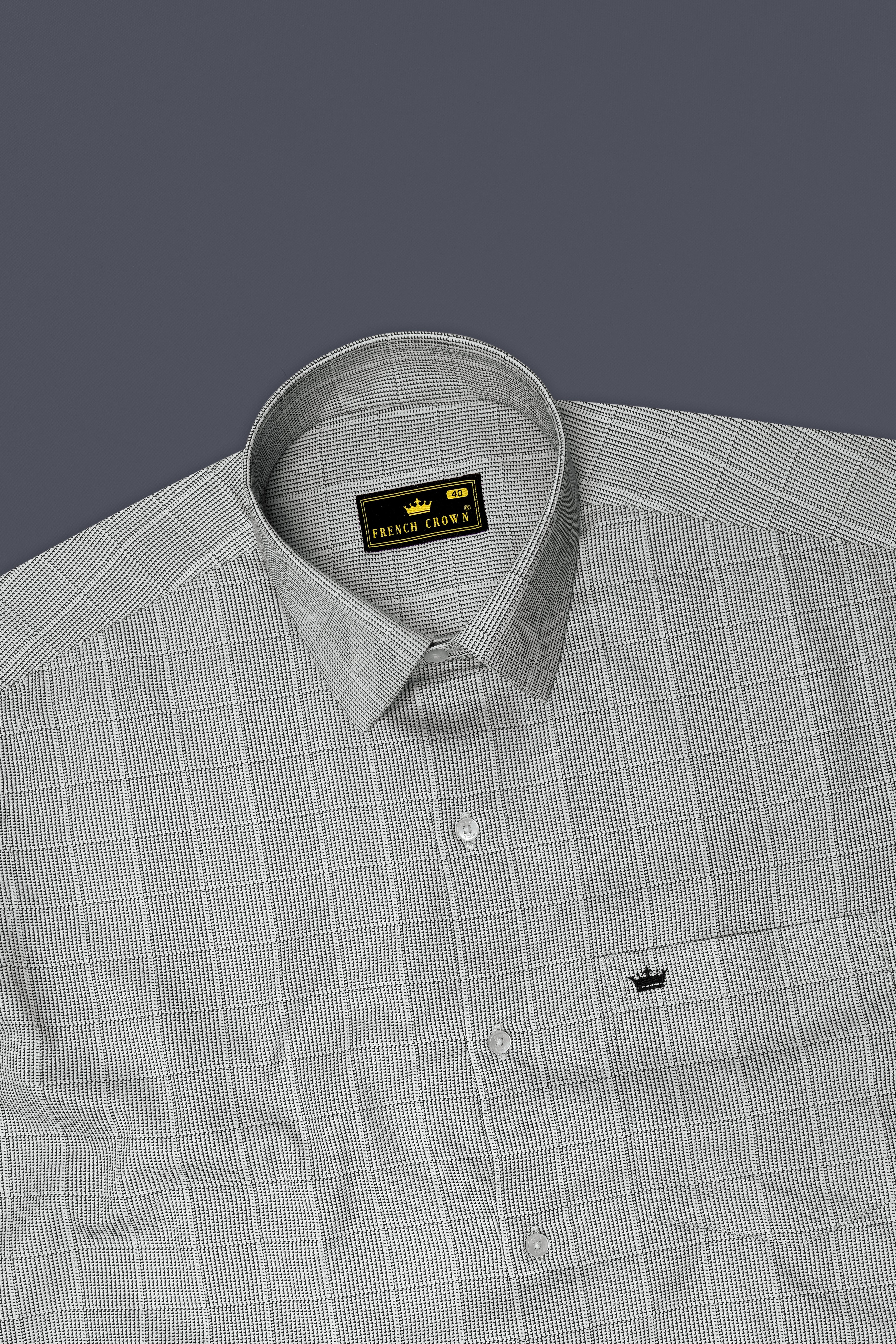 Graphite-Dusty Gray Plaid Subtle Sheen Super Soft Premium Cotton Dress Shirt