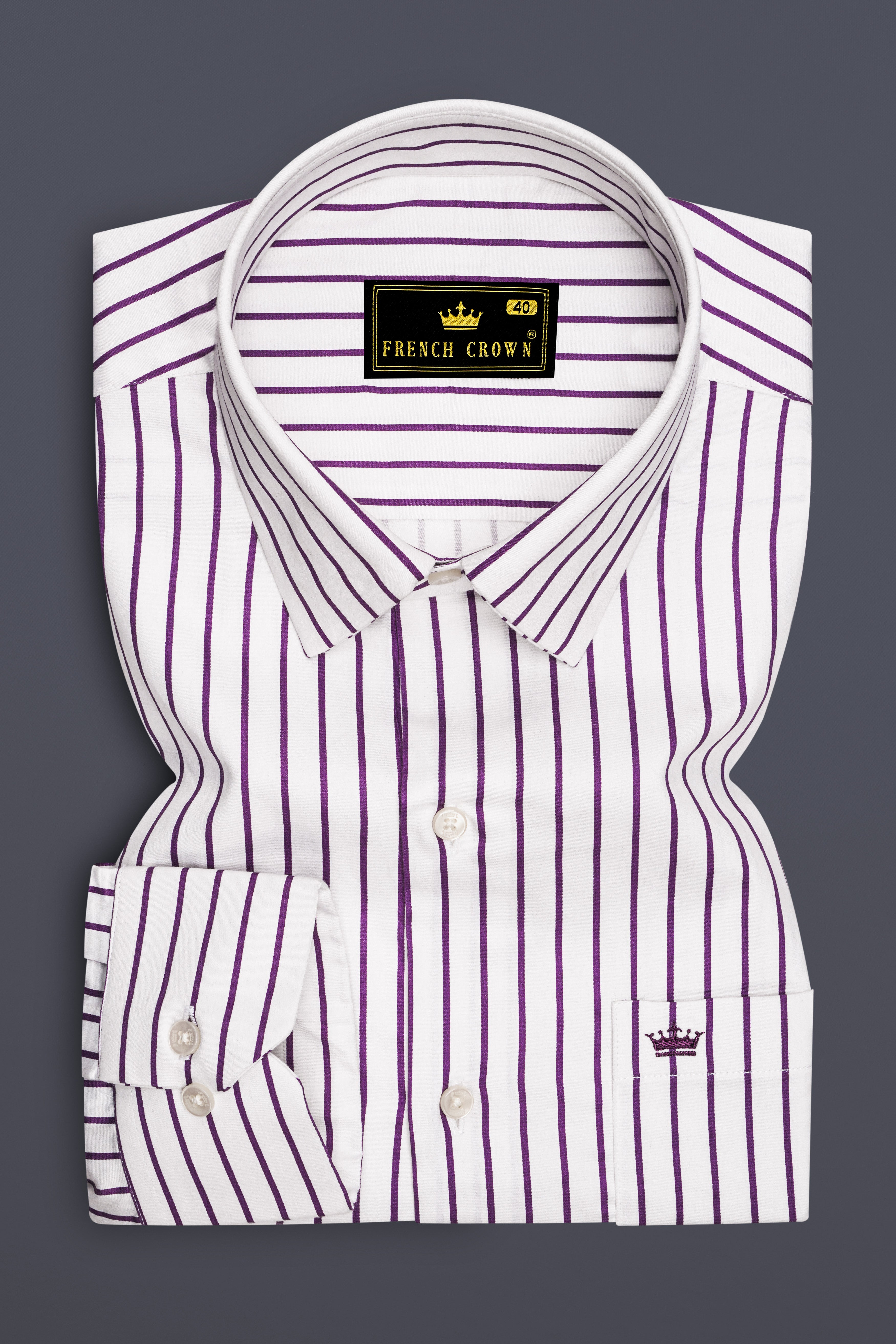 Amethyst-Eminence Purple And Bright White Candy Striped Subtle Sheen Super Soft Premium Cotton Dress Shirt