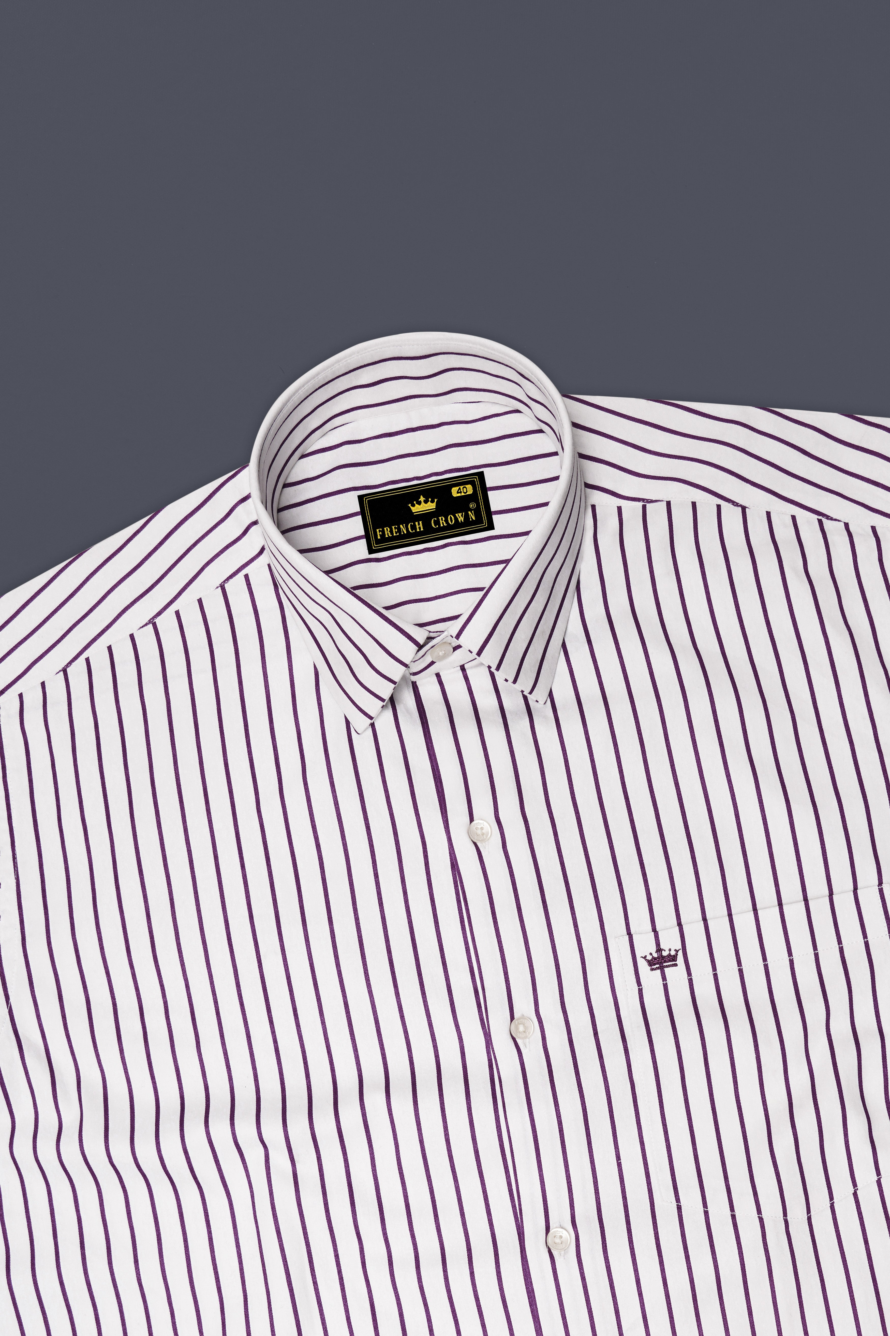 Amethyst-Eminence Purple And Bright White Candy Striped Subtle Sheen Super Soft Premium Cotton Dress Shirt