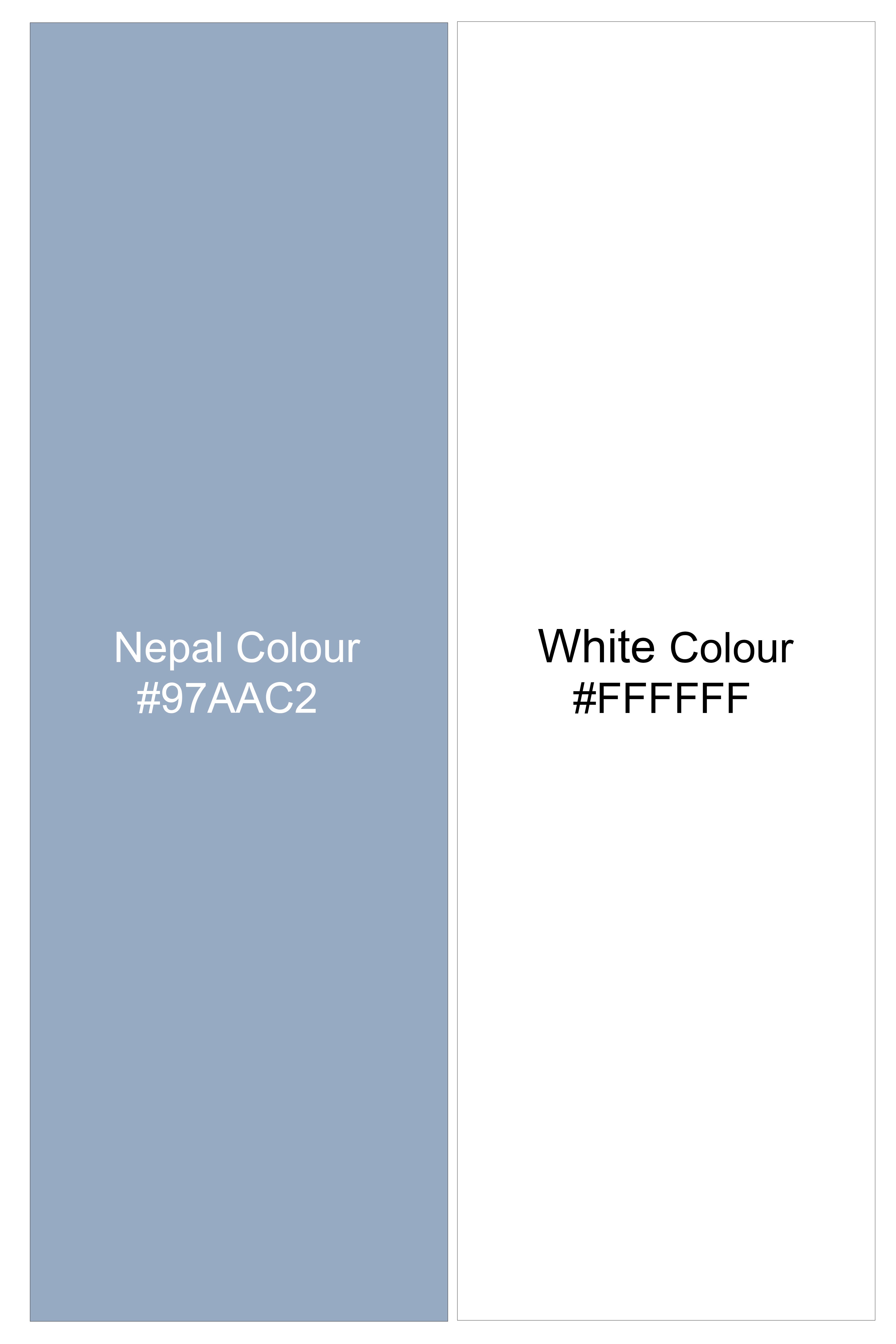 Celestyn-Nepal Blue And Bright White Candy Striped Super Soft Premium Cotton Dress White Cuff Collar Shirt