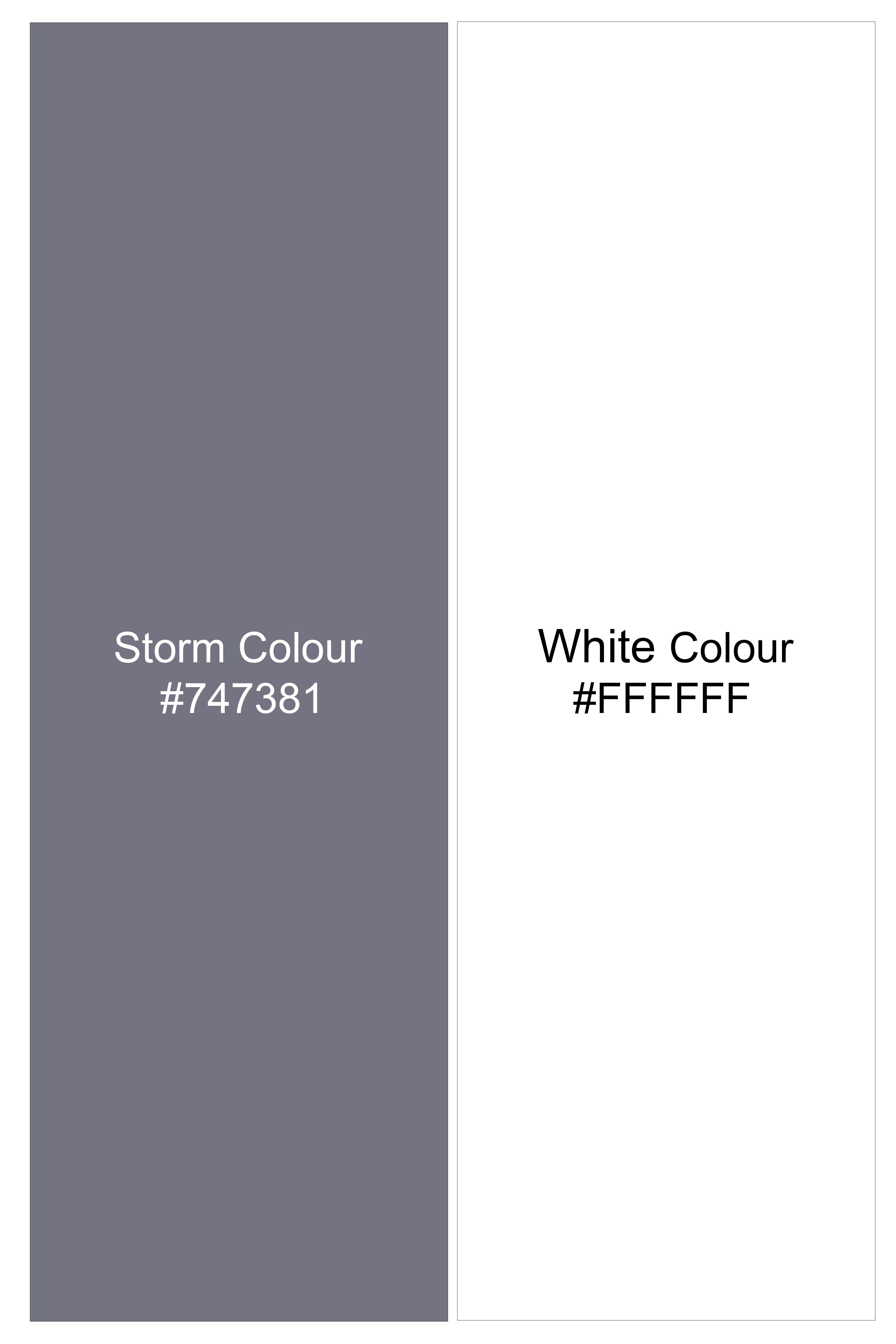 Chrome-Storm Gray And Bright White Pin Striped Super Soft Premium Cotton Dress White Cuff Collar Shirt