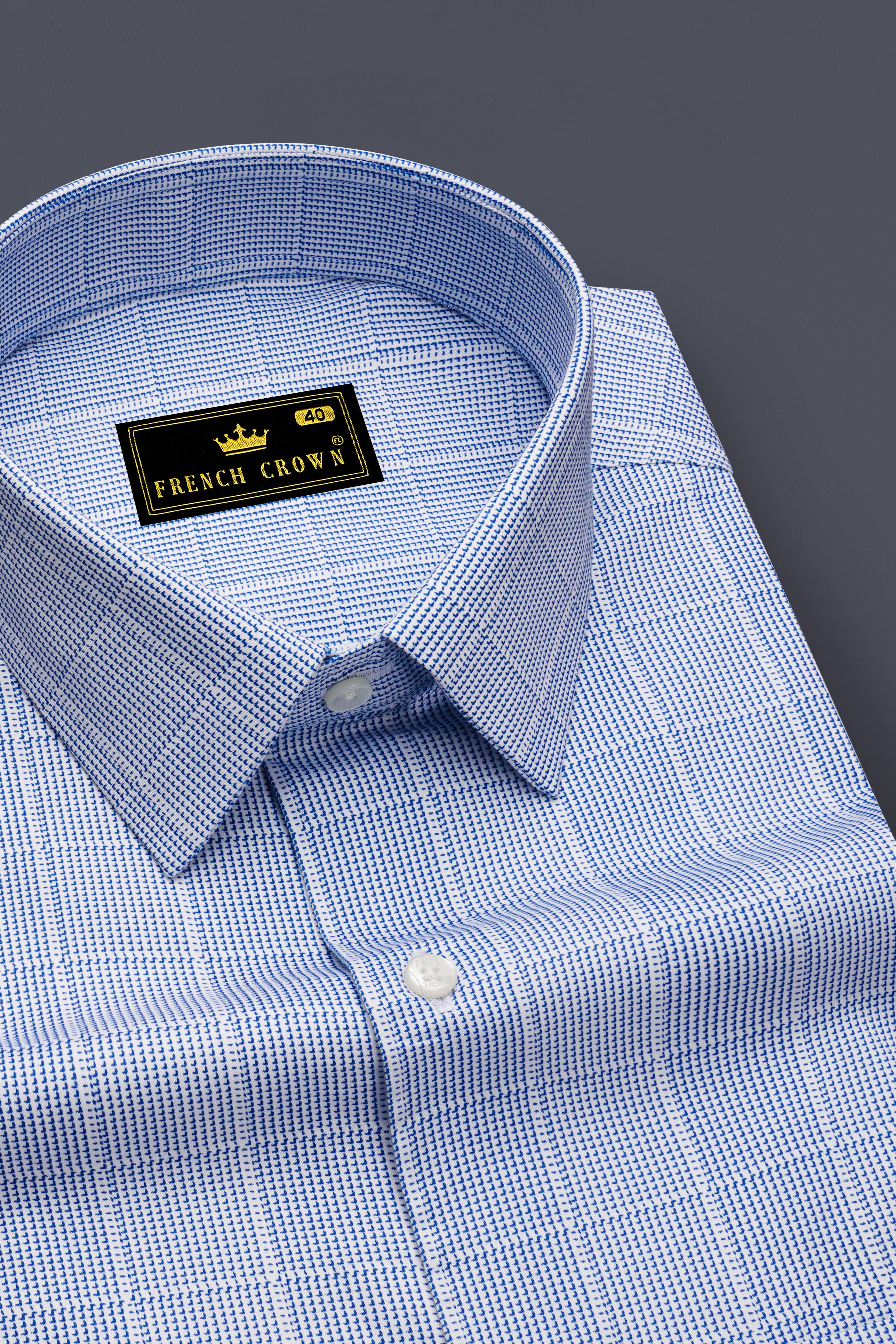 Haze-Faded Blue Plaid Subtle Sheen Super Soft Premium Cotton Dress Shirt