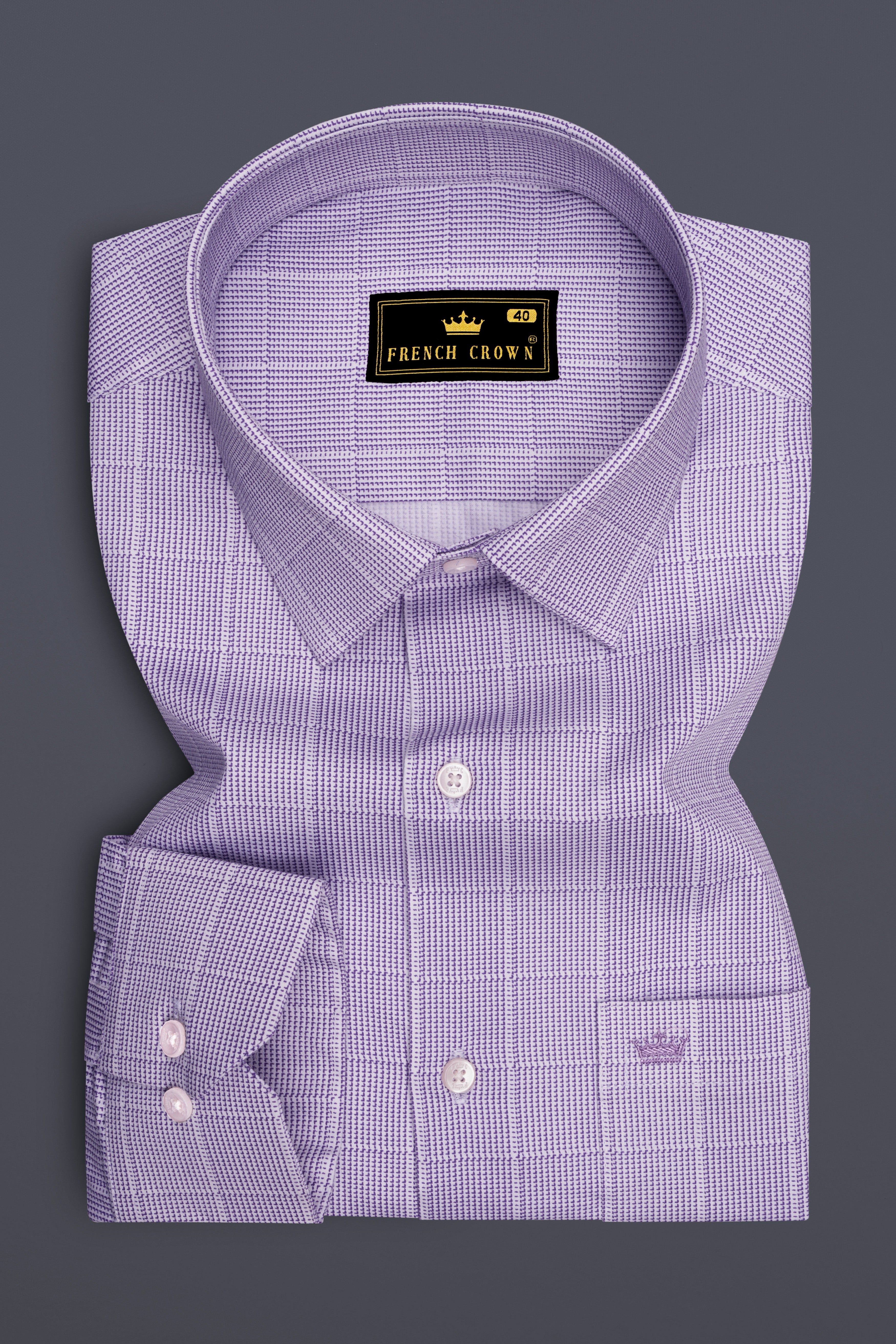 Amethyst-Scampi Purple Plaid Subtle Sheen Super Soft Premium Cotton Dress Shirt 14557-38, 14557-H-38, 14557-39, 14557-H-39, 14557-40, 14557-H-40, 14557-42, 14557-H-42, 14557-44, 14557-H-44, 14557-46, 14557-H-46, 14557-48, 14557-H-48, 14557-50, 14557-H-50, 14557-52, 14557-H-52
