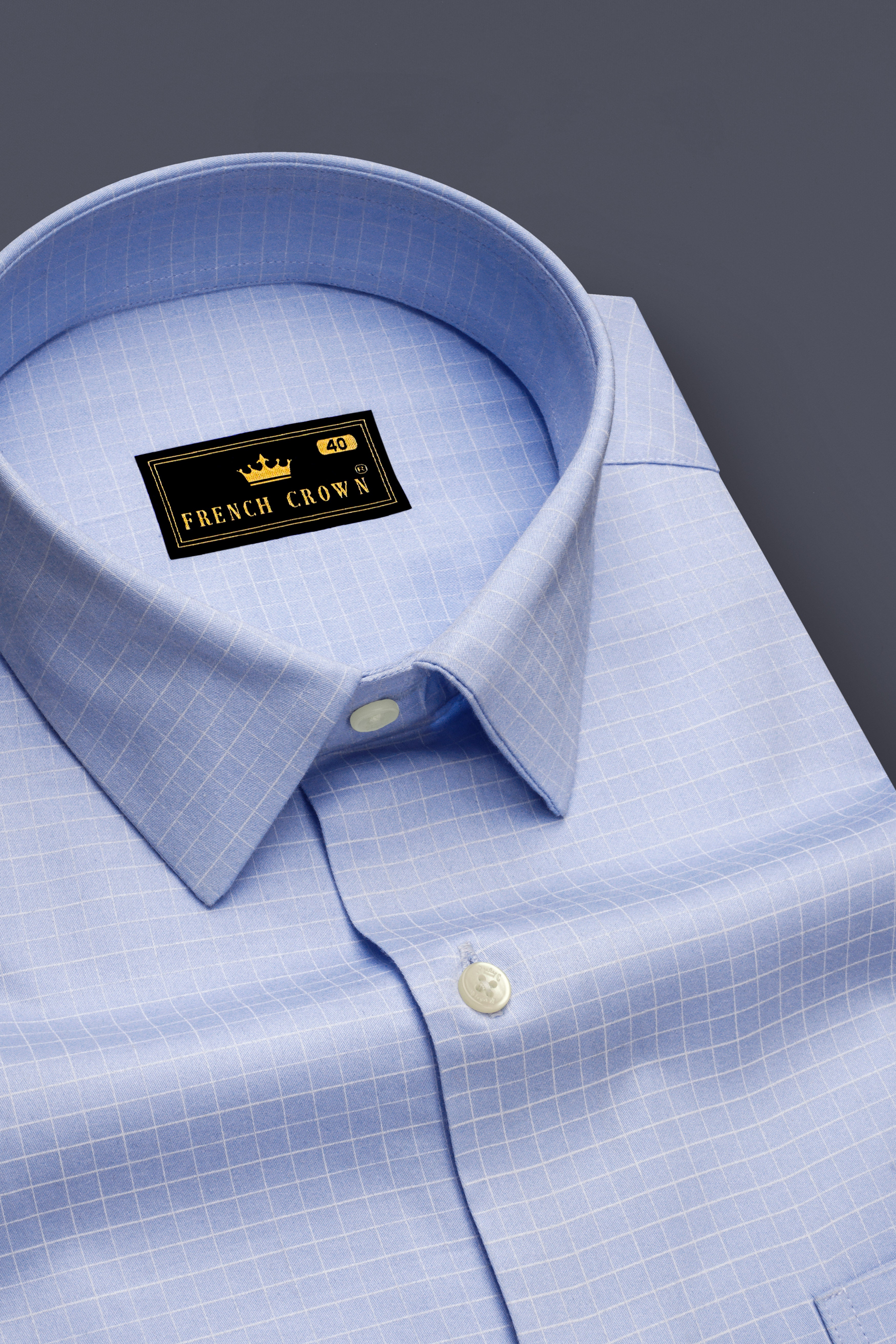 Mariner-Perano Blue And Bright White Plaid Subtle Sheen Super Soft Premium Cotton Dress Shirt
